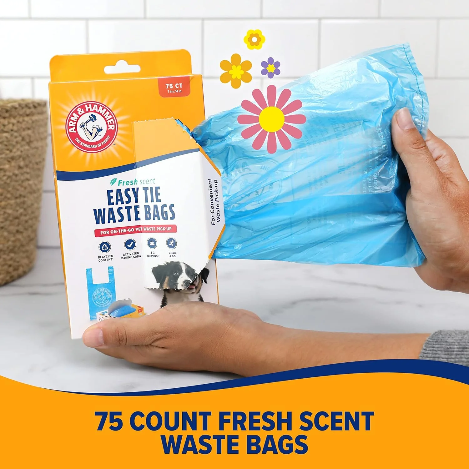 ARM & HAMMER Easy-Tie Waste Bags, Blue, 75 Count - Image 3