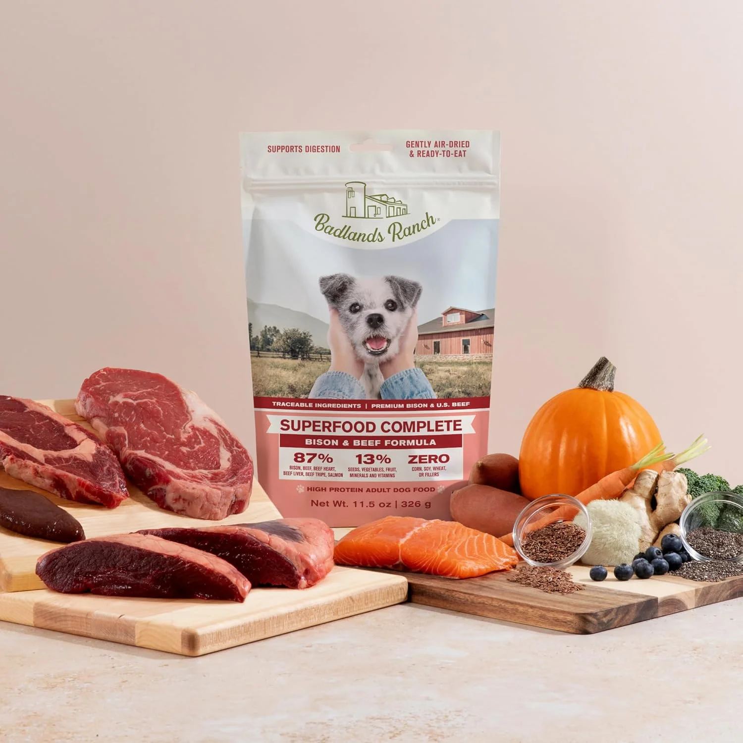 BADLANDS RANCH - Superfood Complete, Air-Dried Adult Dog Food - High Protein, Zero Fillers, Superfood Nutrition by Katherine Heigl (11.5 oz, Beef & Bison Formula) - Image 5