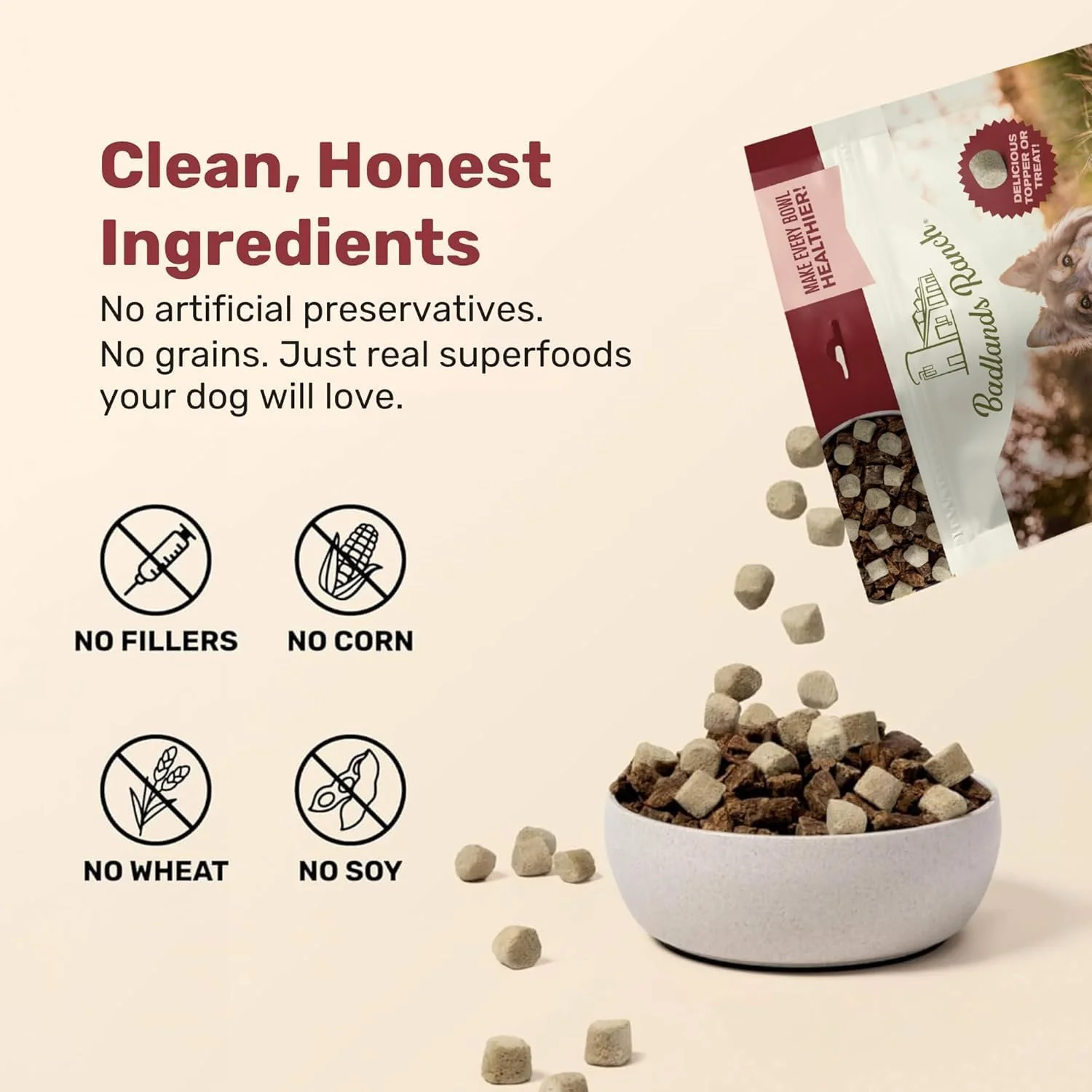 BADLANDS RANCH Superfood Nuggets – Bison & Kale Freeze-Dried Dog Treats (8 oz Bag) - Image 4