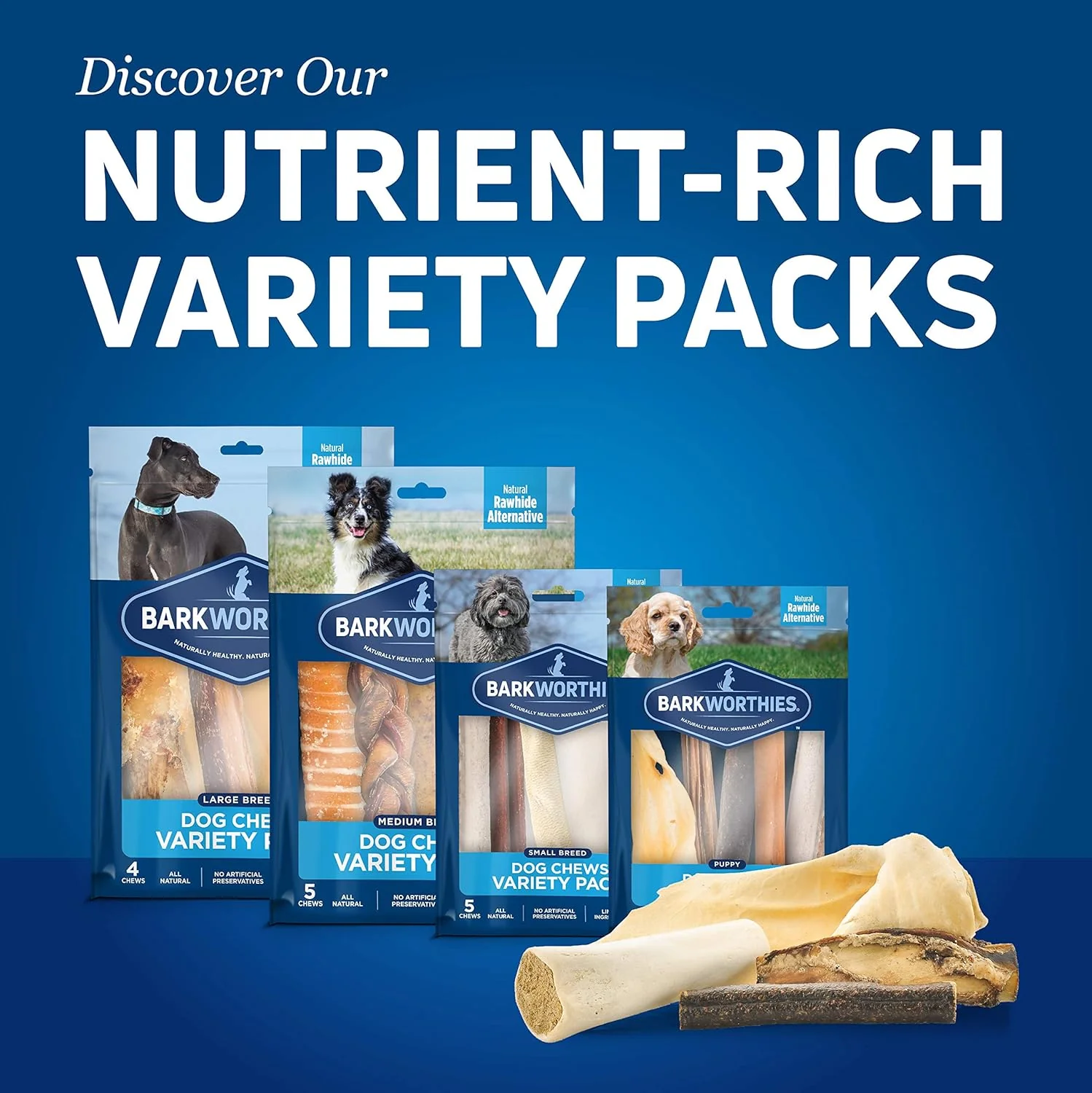 Barkworthies Puppy Variety Pack - 5 Count (Pack of 1) - Protein-Rich, All-Natural, Easily Digestible, Rawhide Alternative, Promotes Dental Health - Image 5
