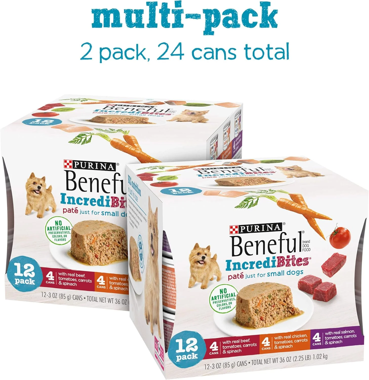 Purina Beneful Small Breed Wet Dog Food Variety Pack, IncrediBites Pate - (2 Packs of 12) 3 oz. Cans - Image 2