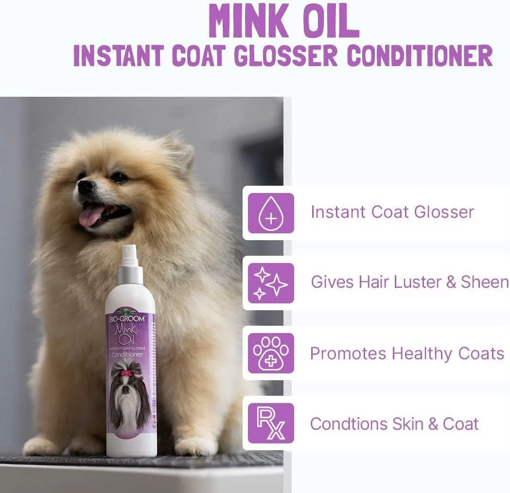 Bio-Groom Mink Oil Dog Conditioner Spray â€“ Dog Sunscreen, Vitamin E, Non-Sticky, Dog Polish, Cat & Dog Grooming Supplies, Cruelty-Free, Made in USA, Dog Products 12 fl oz 2-Pack - Image 4