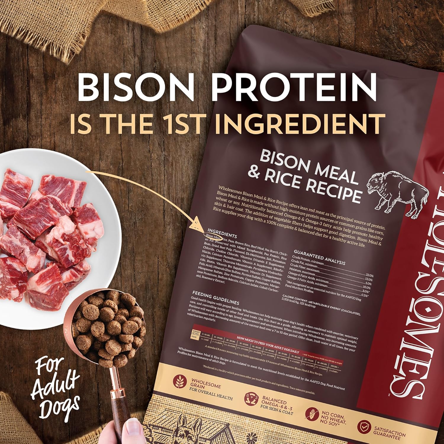 Wholesomes Bison Meal & Rice Dry Dog Food (35 lb. Bag) - Image 3