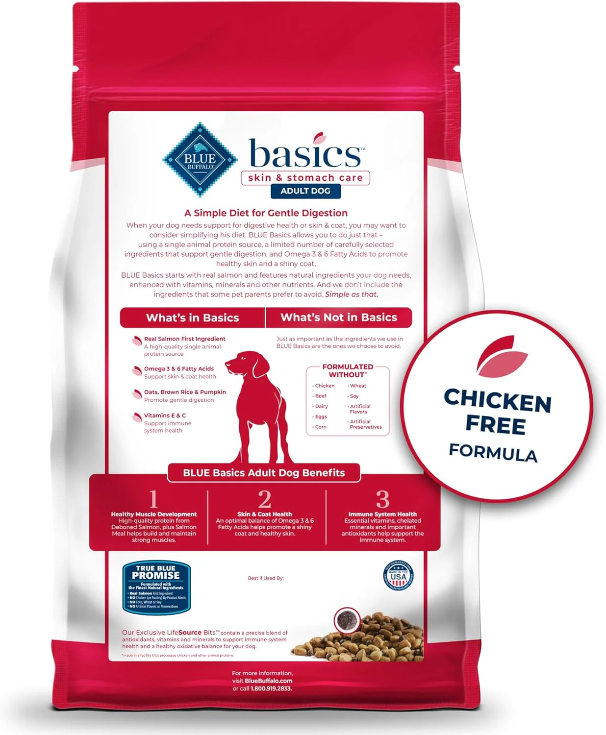 Blue Buffalo Basics Grain-Free Dry Dog Food for Adult Dogs, Limited Ingredient Diet, Salmon Recipe - Image 2