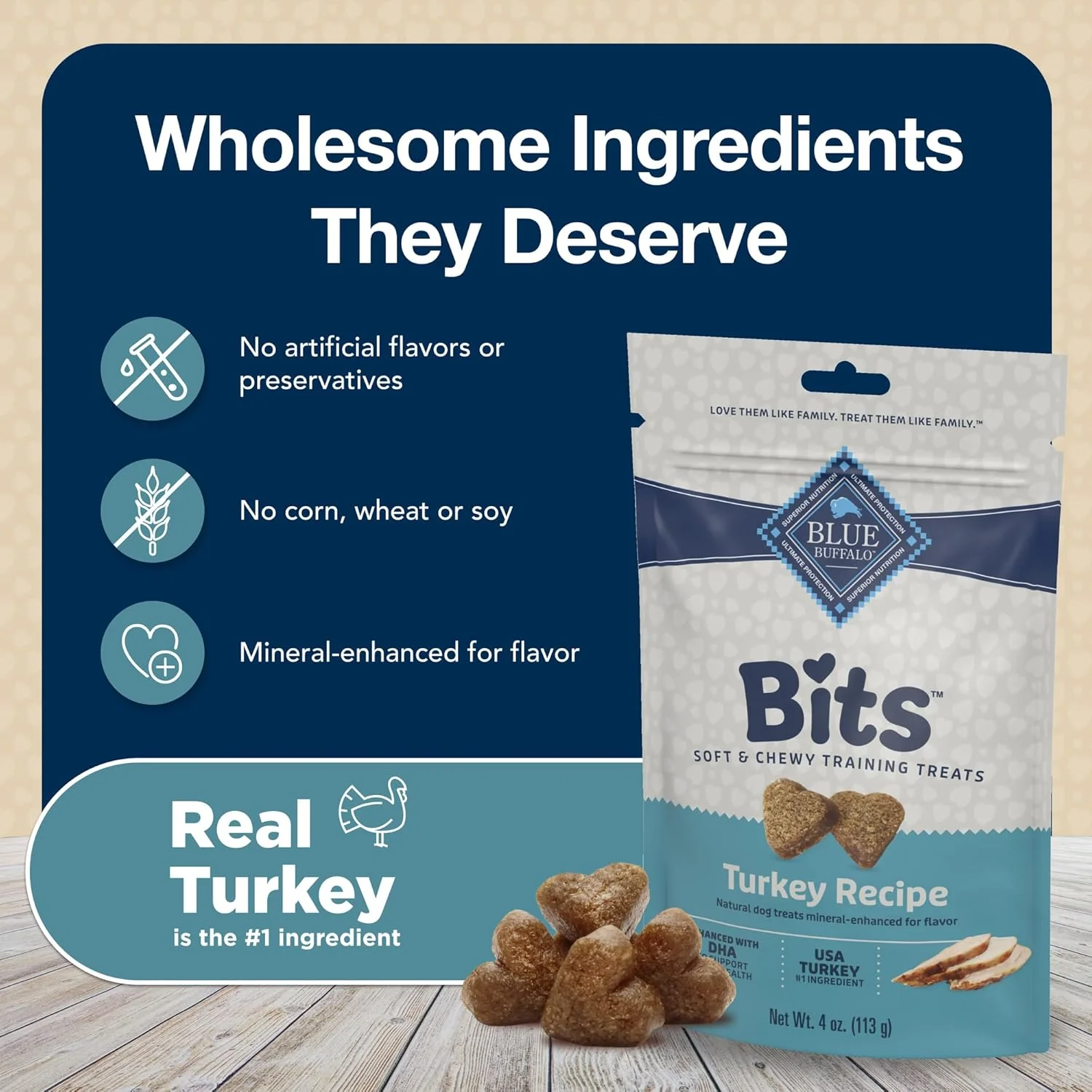 Blue Buffalo Bits Soft Dog Treats for Training, Made With Natural Ingredients & Enhanced with DHA, Turkey Recipe - Image 8