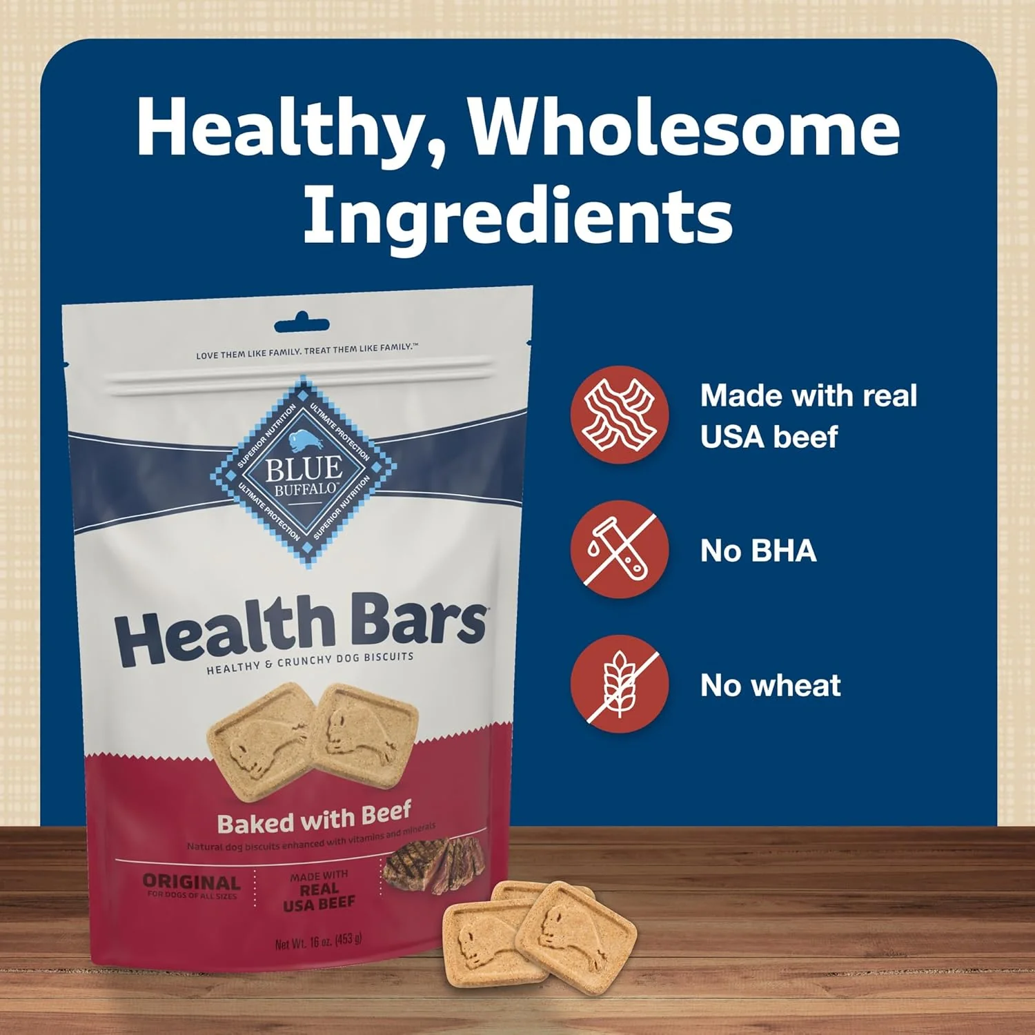 Blue Buffalo Health Bars Crunchy Dog Biscuits, Oven-Baked With Natural Ingredients, Beef - Image 7