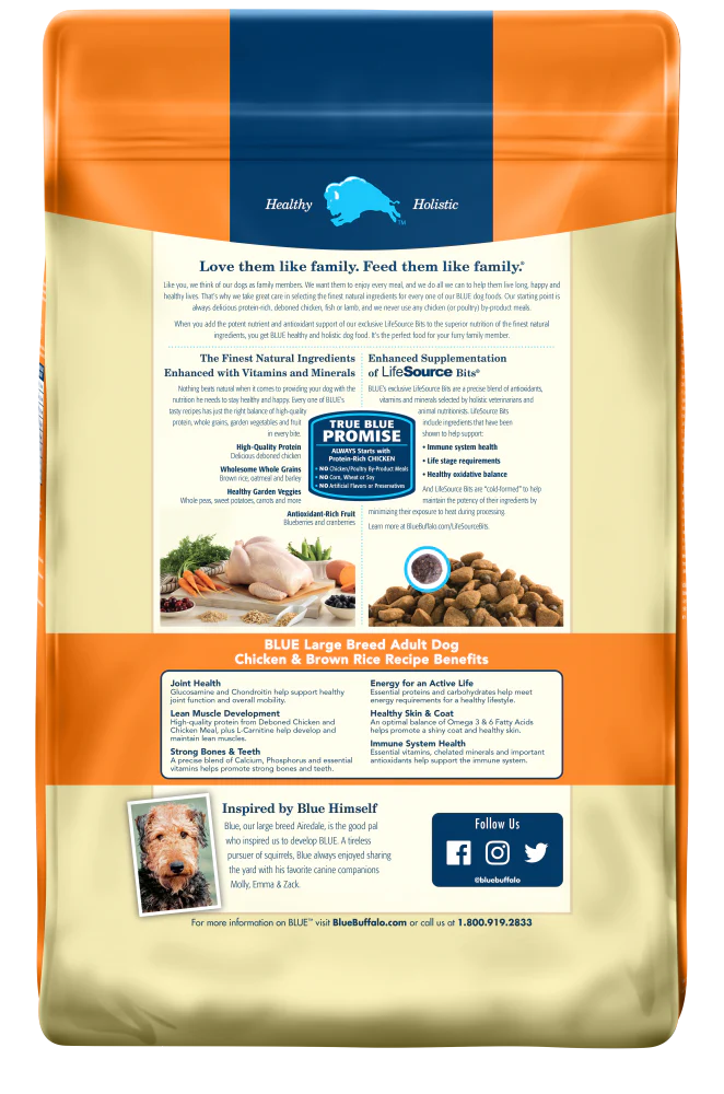 Blue Buffalo Life Protection Formula Large Breed Adult Dry Dog Food, Promotes Joint Health and Lean Muscles, Made with Natural Ingredients, Chicken & Brown Rice Recipe - Image 3