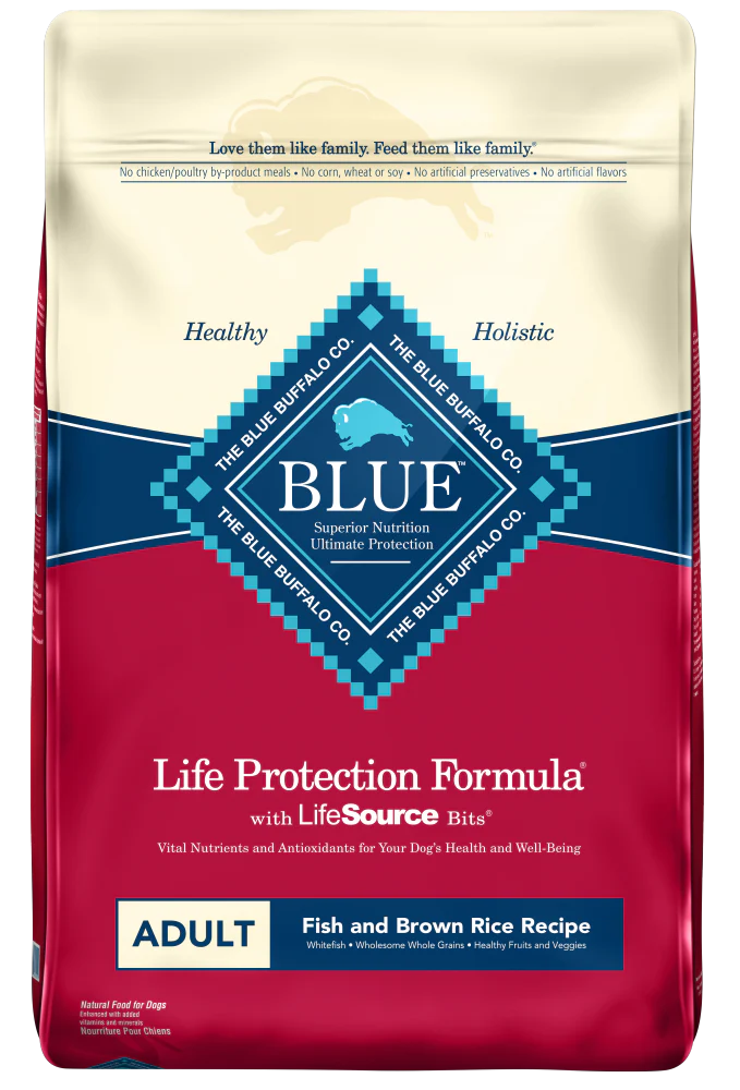 Blue Buffalo Life Protection Formula Adult Dry Dog Food, Helps Build and Maintain Strong Muscles, Made with Natural Ingredients, Fish & Brown Rice Recipe