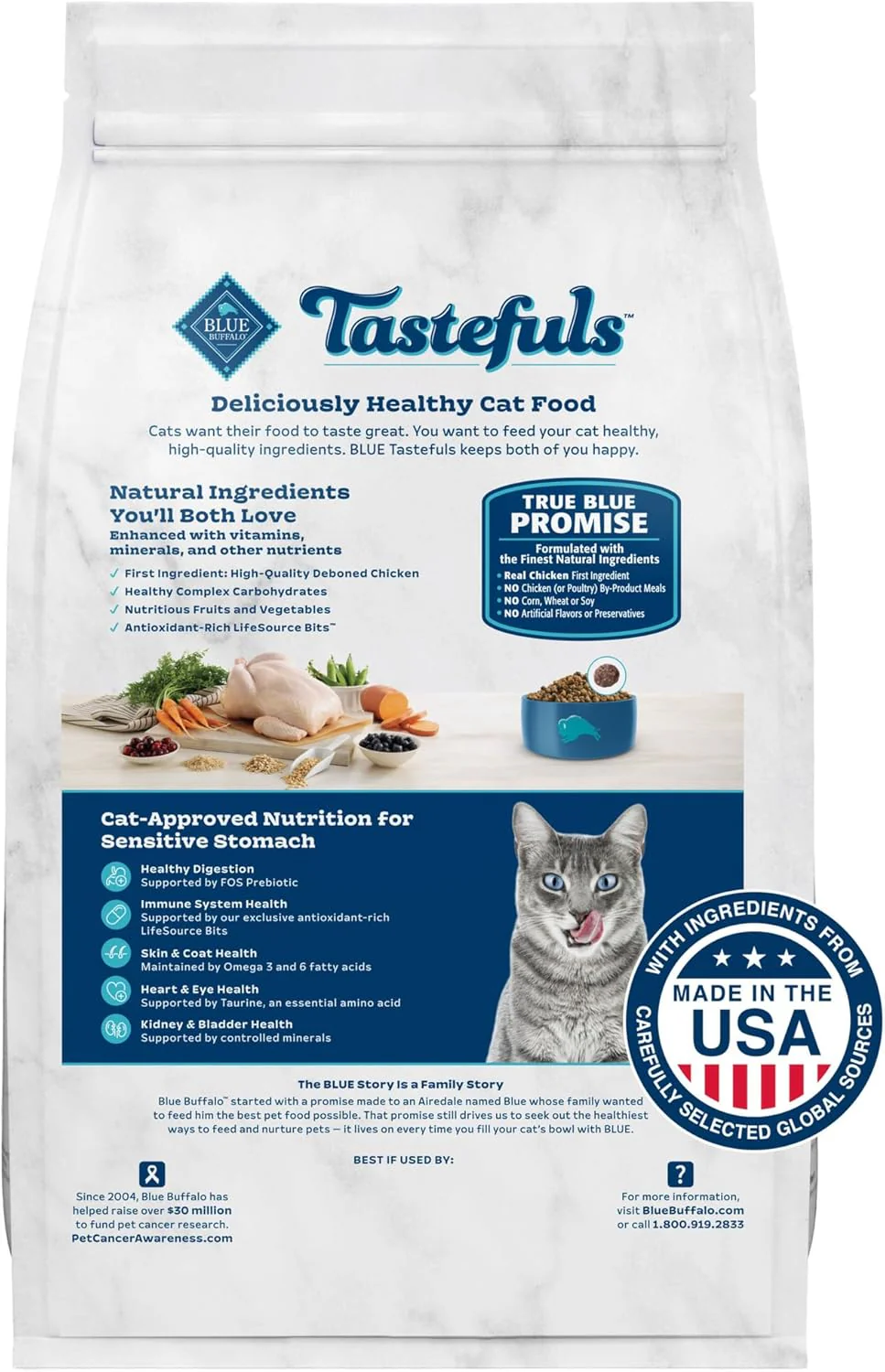Blue Buffalo Tastefuls Natural Dry Food for Adult Cats, Sensitive Stomach, Chicken & Brown Rice Recipe - Image 7