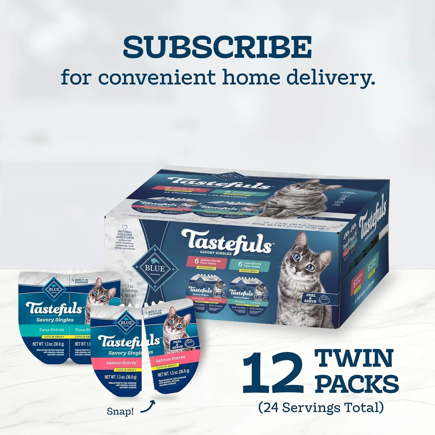 Blue Buffalo Tastefuls Savory Singles Natural Wet Cat Food Cuts in Gravy, Salmon and Tuna Variety Pack - Image 11