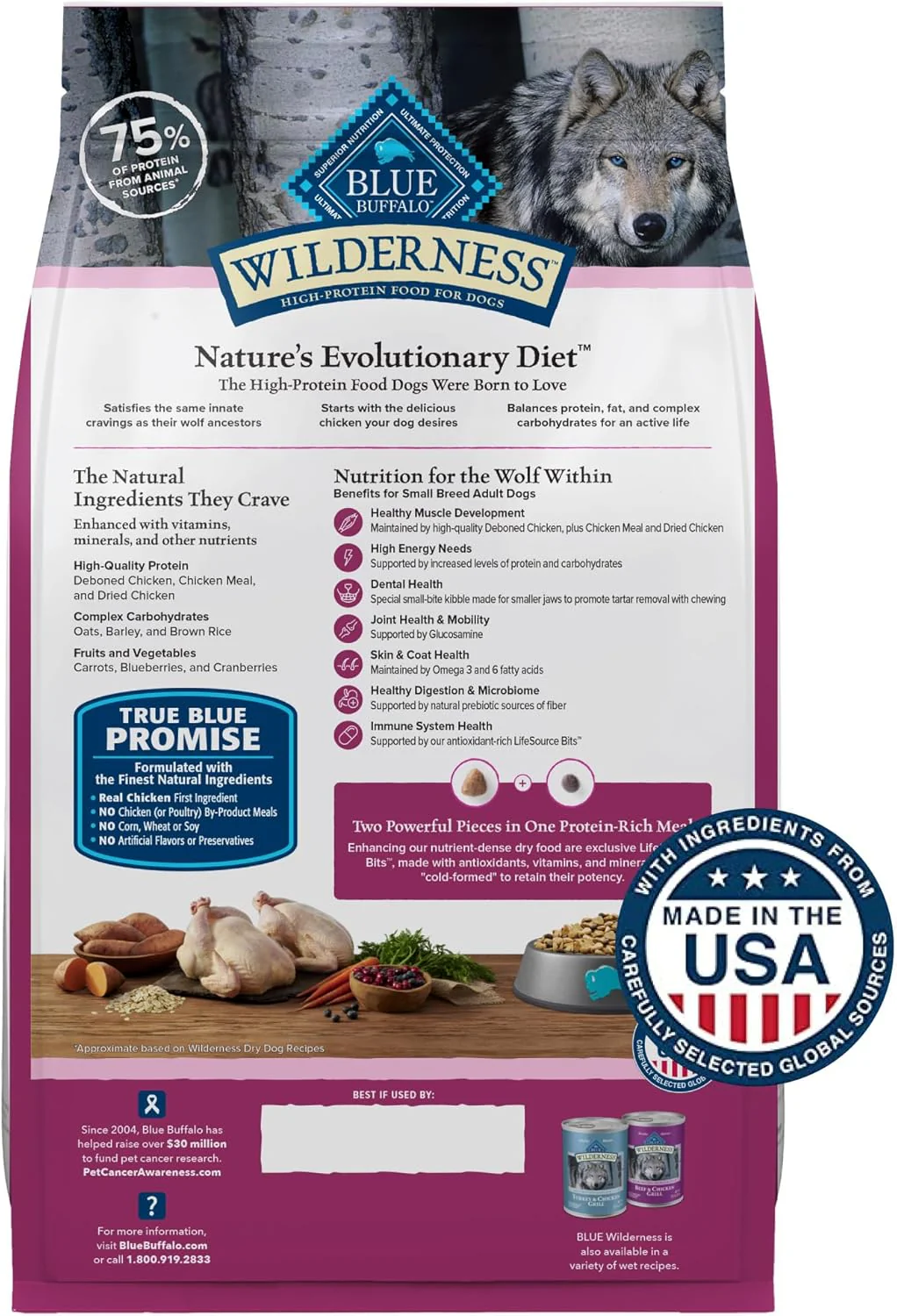 Blue Buffalo Wilderness Adult Small Breed Dry Dog Food Real Chicken with Natural Ingredients - Image 2