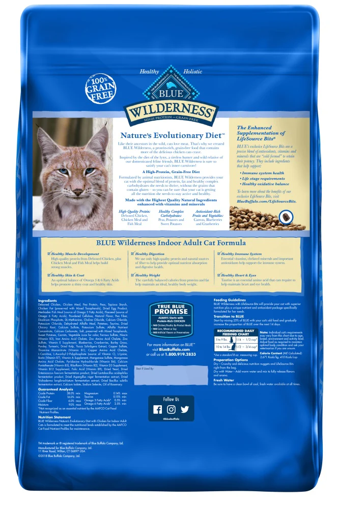 Blue Buffalo Wilderness Nature's Evolutionary Diet High-Protein, Grain-Free Natural Dry Food for Adult Cats, Chicken - Image 3