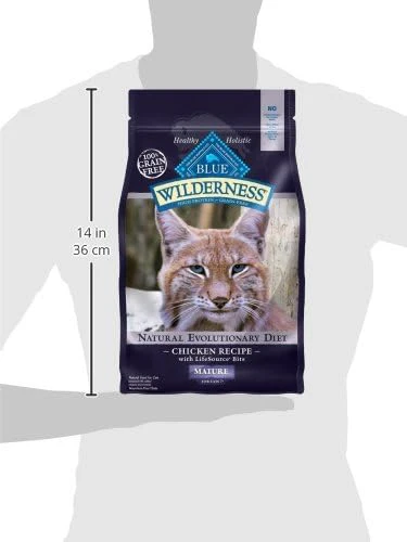 Blue Buffalo Wilderness Natural Mature Dry Cat Food for Cats 7+ Years, High-Protein and Grain-Free Diet, Supports Immune System Health and Energy to Stay Active, Chicken - Image 2