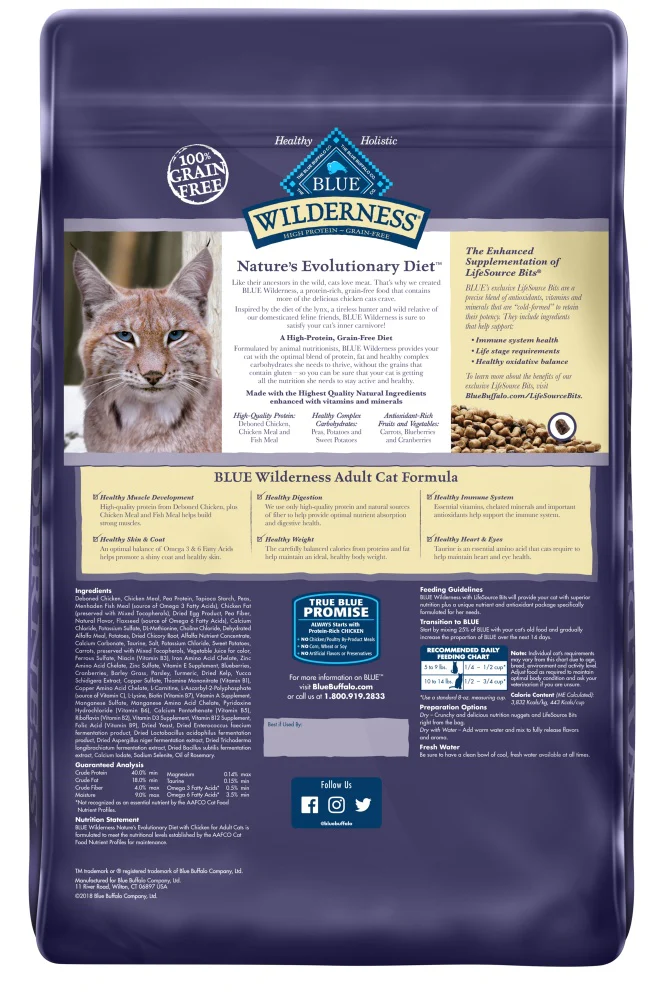 Blue Buffalo Wilderness Nature's Evolutionary Diet High-Protein, Grain-Free Natural Dry Food for Adult Cats, Chicken - Image 2