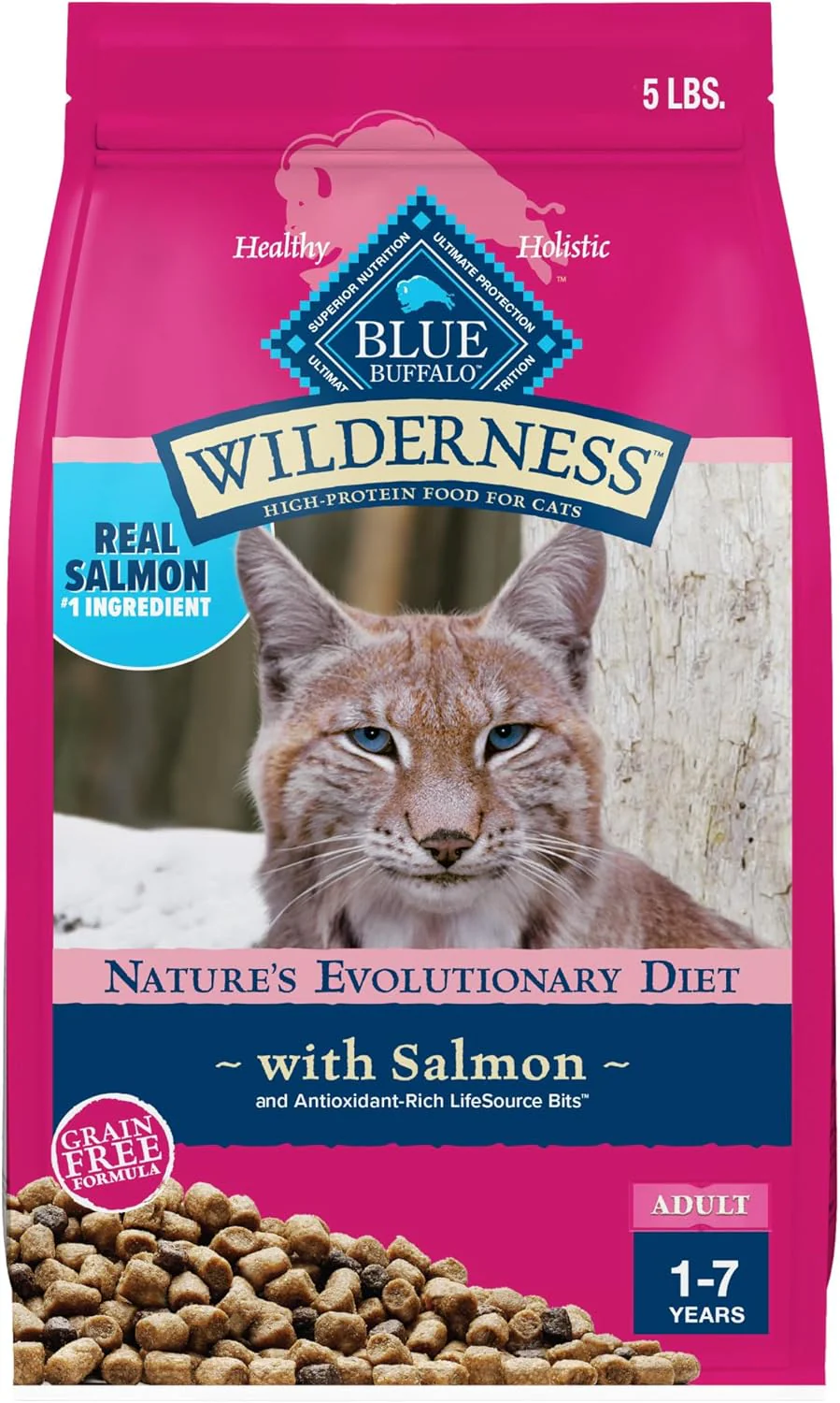 Blue Buffalo Wilderness Natural Adult Dry Cat Food, High-Protein and Grain-Free Diet, Supports Healthy Muscle Development and a Healthy Immune System, Salmon - Image 7