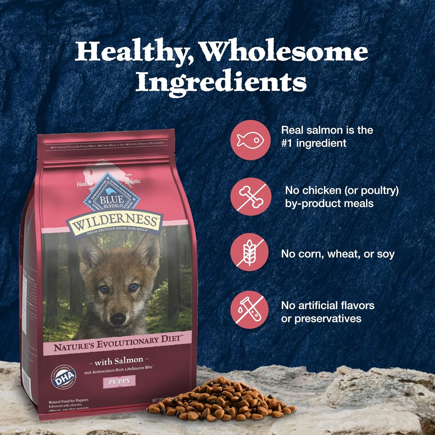 Blue Buffalo Wilderness High-Protein Natural Dry Food for Puppies, Salmon Recipe - Image 7