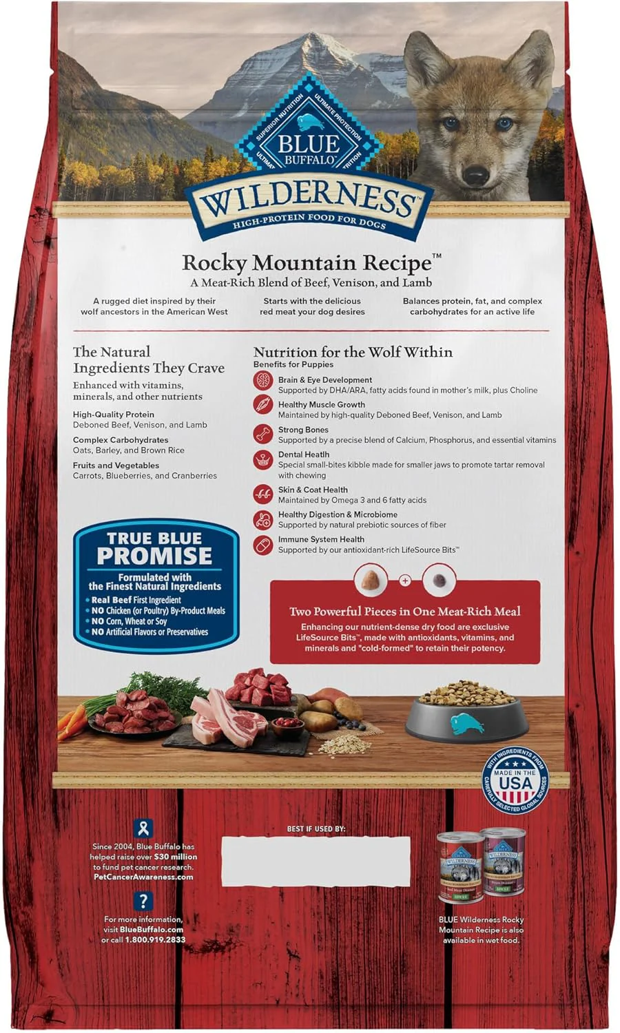 Blue Buffalo Wilderness High-Protein Rocky Mountain Recipe Dry Food for Puppies, Red Meat & Grains - Image 2