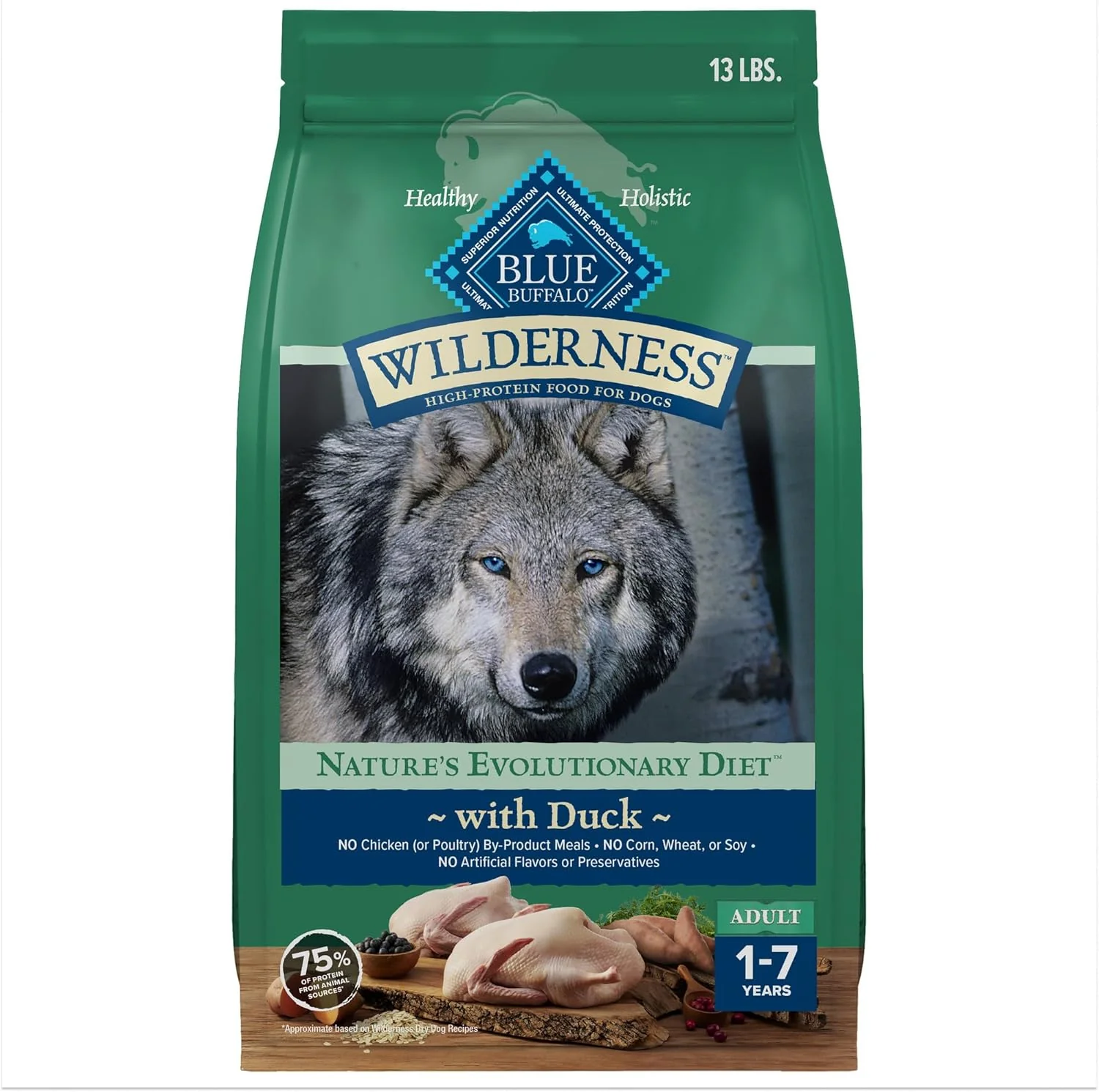 Blue Buffalo Wilderness Natural High-Protein Dry Food for Adult Dogs, with Wholesome Grains, Duck - Image 12