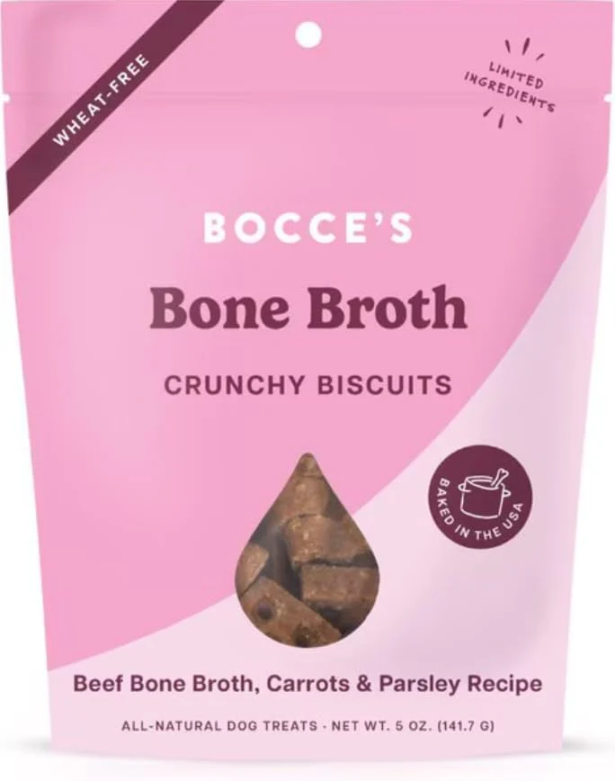 Bocce's Bakery Oven Baked Bone Broth Treats for Dogs – 5 oz