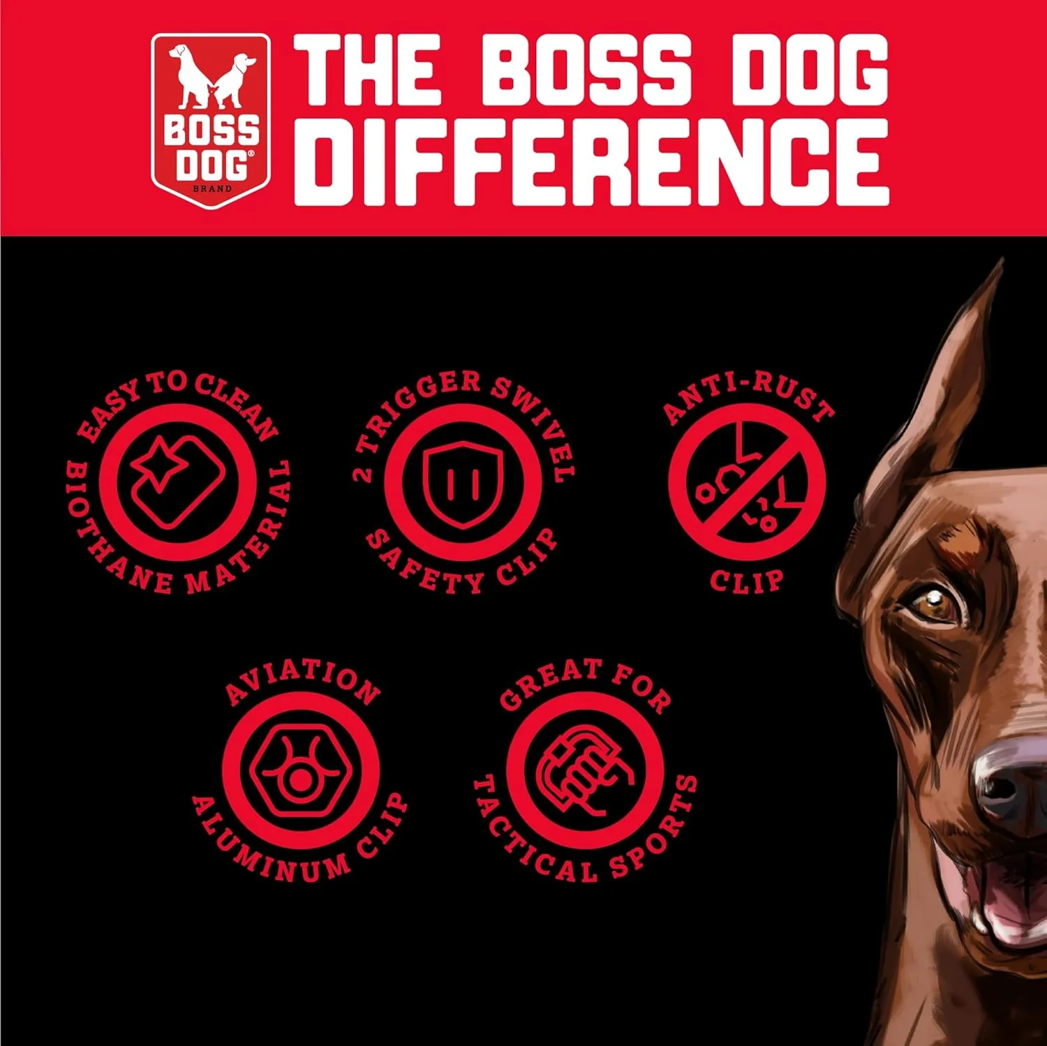 Boss Dog Tactical Polyester Webbing TPU Tracking Leash 6 FT - Image 2