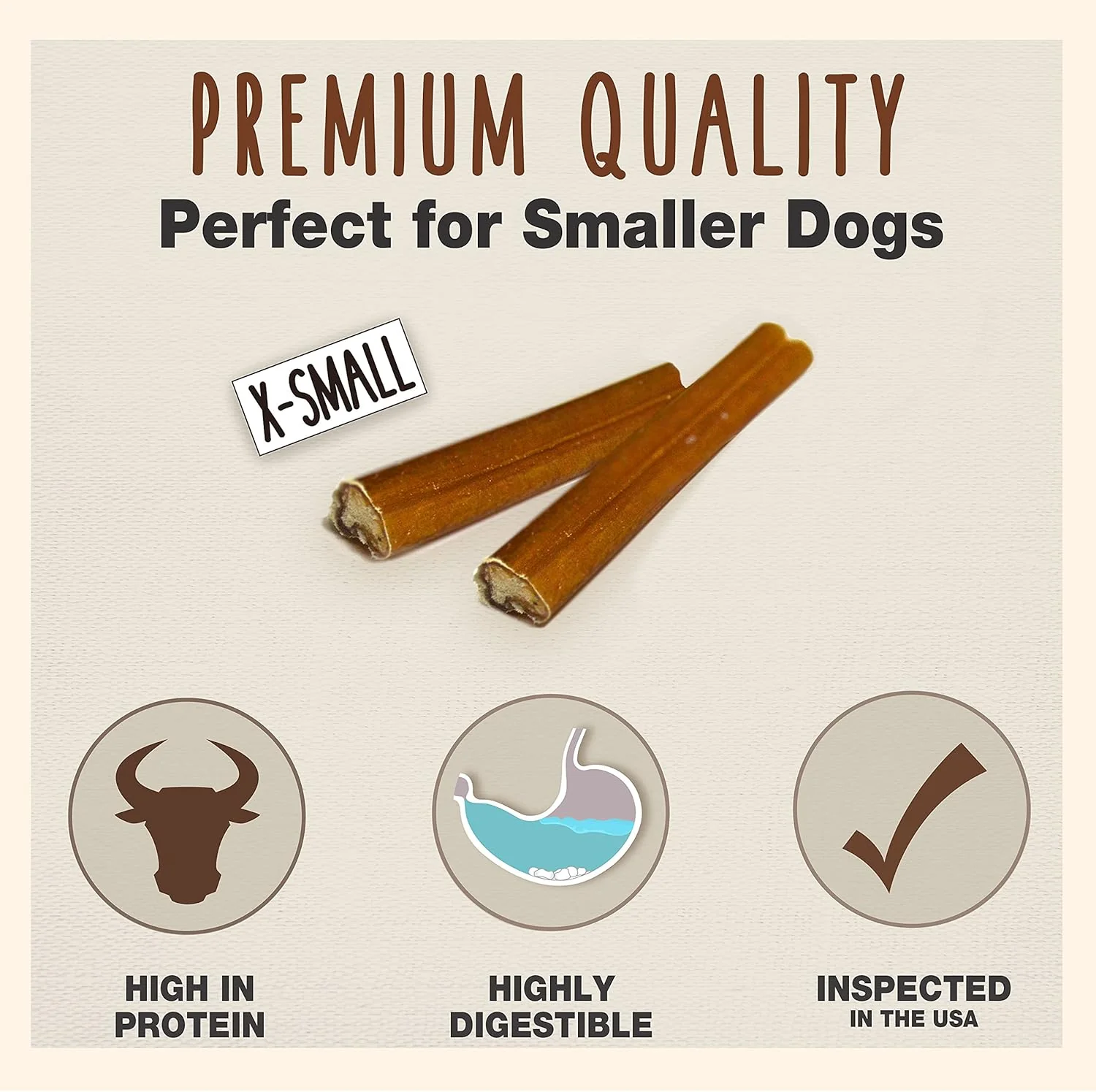 Cadet Bully Sticks for Extra-Small Dogs, All-Natural Beef Pizzle, Rawhide-Free Long-Lasting Dog Chews for Aggressive Chewers - Image 2