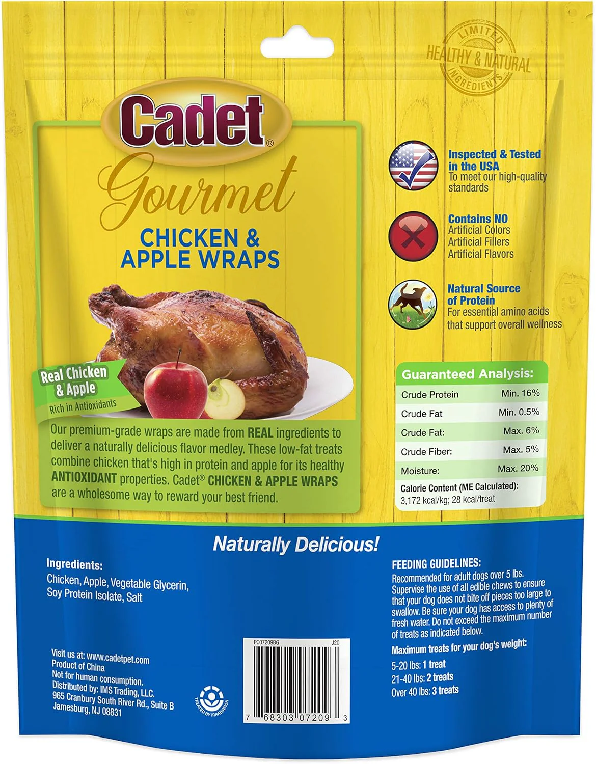 Cadet Gourmet Chicken & Apple Wrapped Dog Treats Wraps - Healthy & Natural Chicken & Apple Dog Training Treats for Small & Large Dogs - Inspected & Tested in USA - Image 8