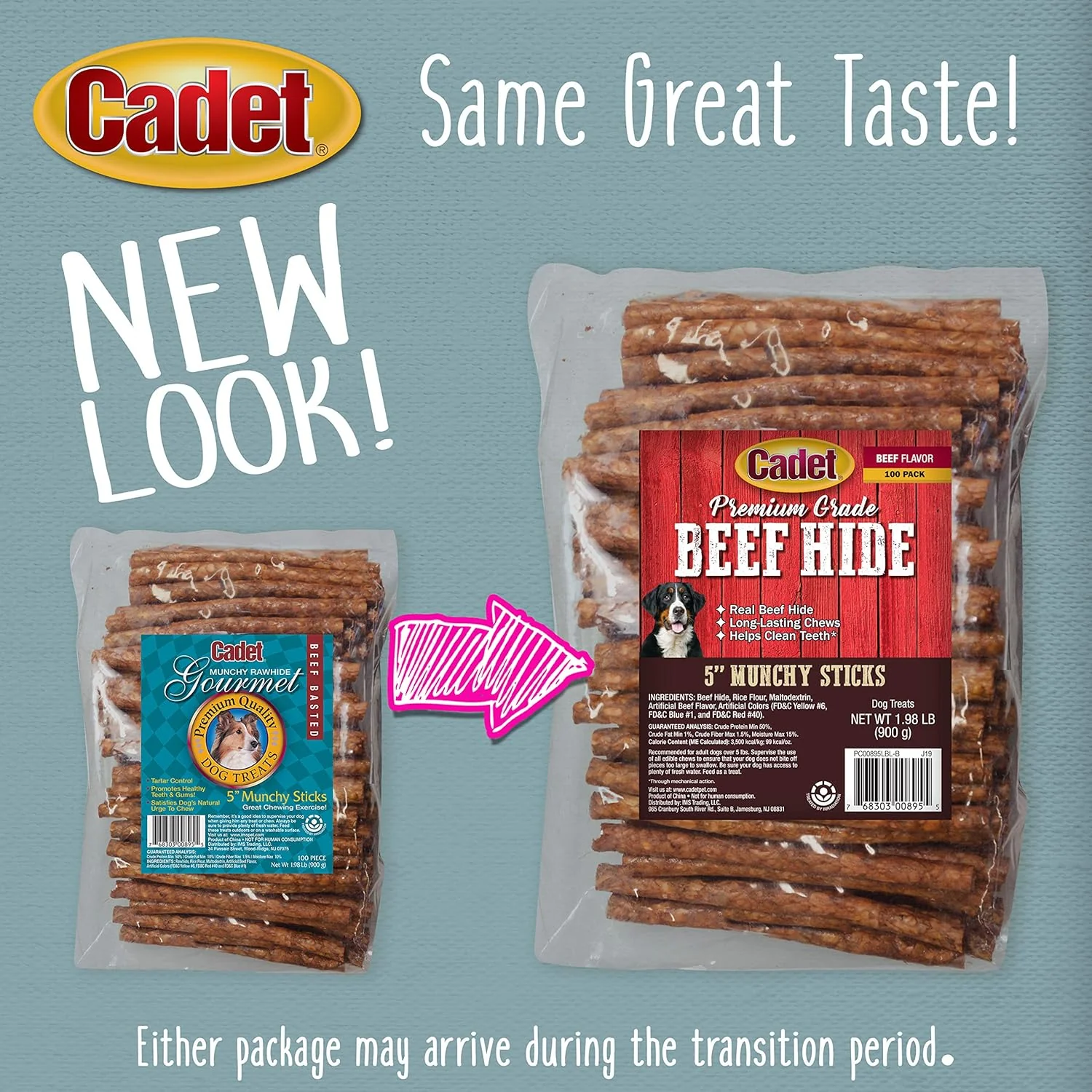 Cadet Premium Grade Beef Hide for Dogs, Long-Lasting Munchy Chew Sticks, Single-Ingredient Rawhide Dog Chews, 5-Inch - Image 5