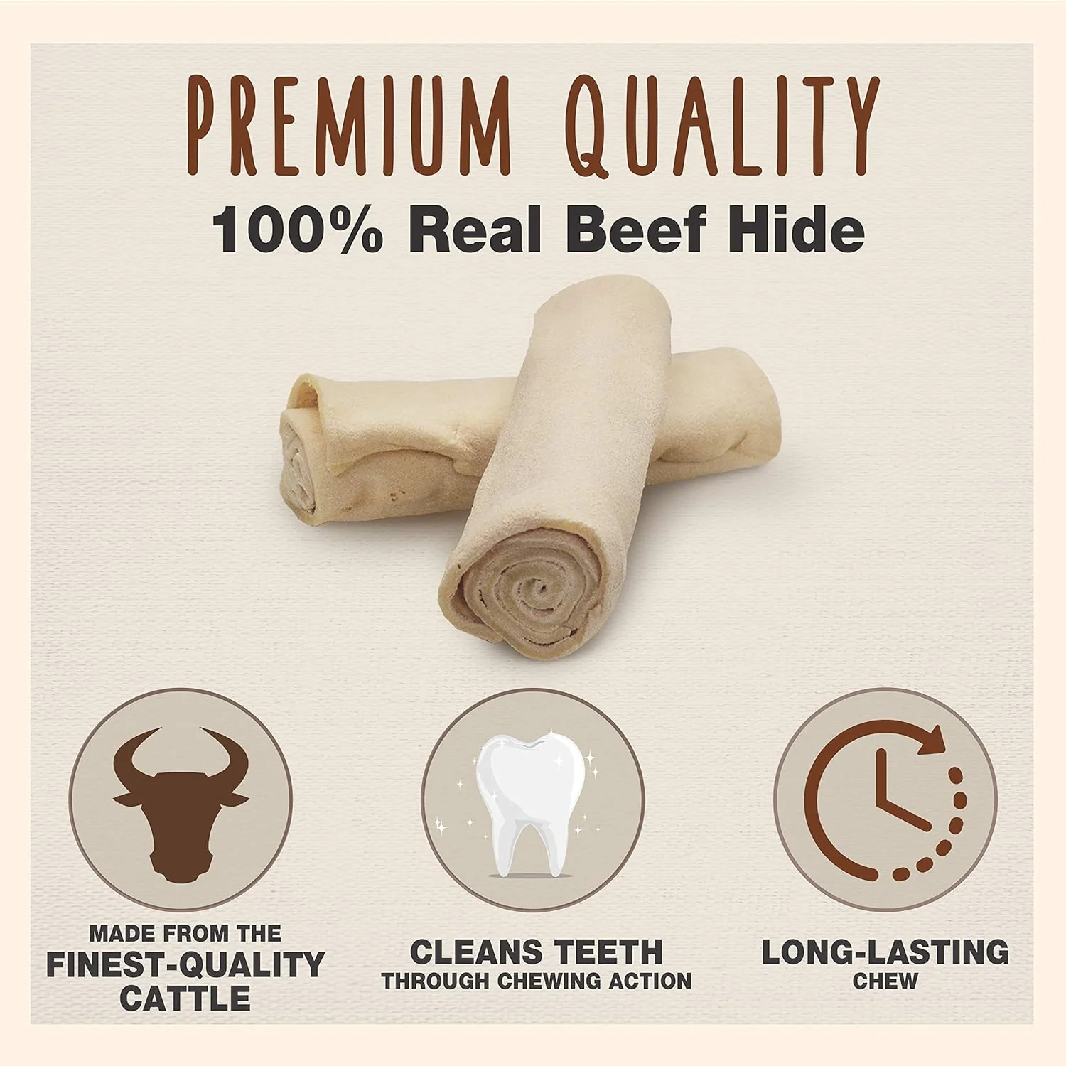 Cadet Premium Grade Beef Hide for Dogs, Rawhide Long Lasting Curls Dog Chews for Small/Medium/Large Dogs - Image 2