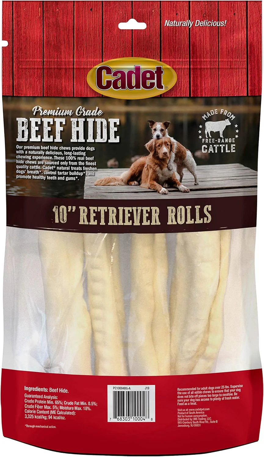 Cadet Premium Grade Beef Hide, Long-Lasting Rawhide Rolls, Single-Ingredient Dog Chews for Large Breeds - Image 7
