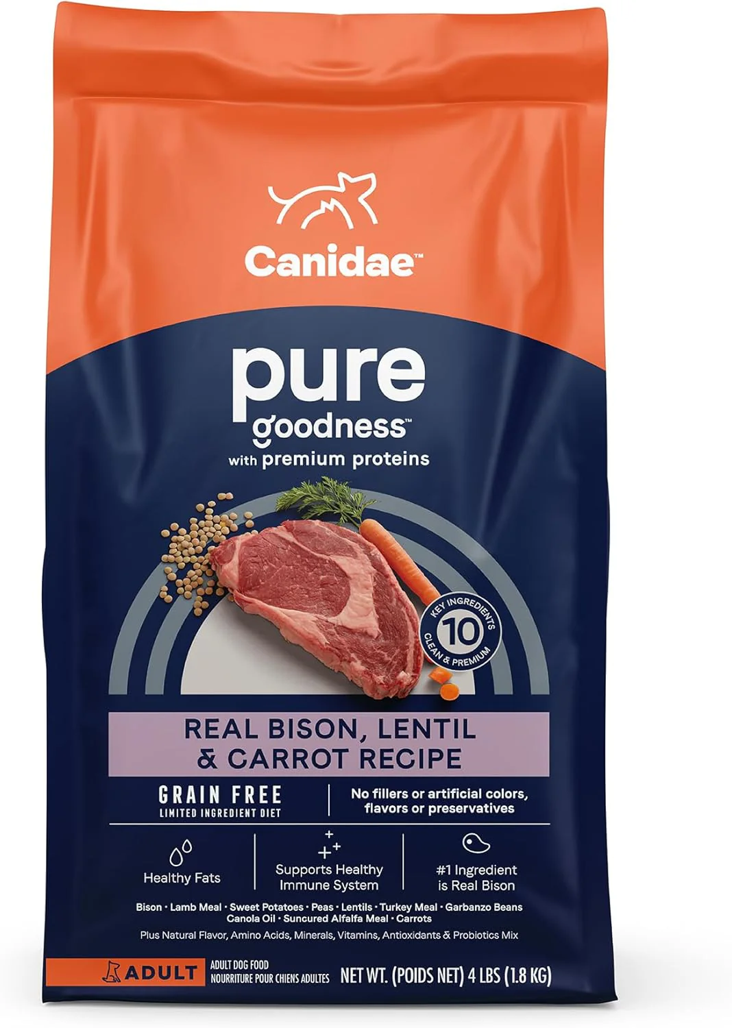 Canidae Pure Limited Ingredient Premium Adult Dry Dog Food, Real Bison, Lentil & Carrot Recipe - Image 8
