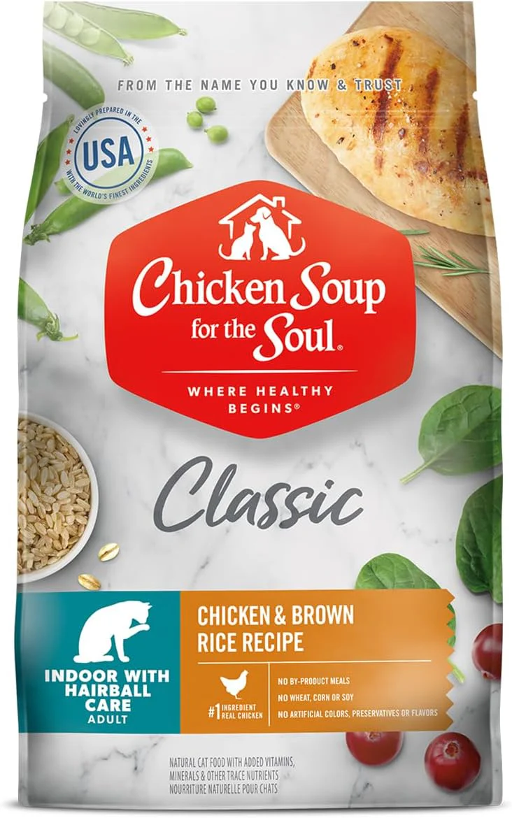 Chicken Soup for The Soul All Natural Premium Indoor w/Hairball Care Adult Dry Cat Food, Real Meat First Ingredient, No by-Products, Supports Intestinal Health, Chicken & Brown Rice - Image 11
