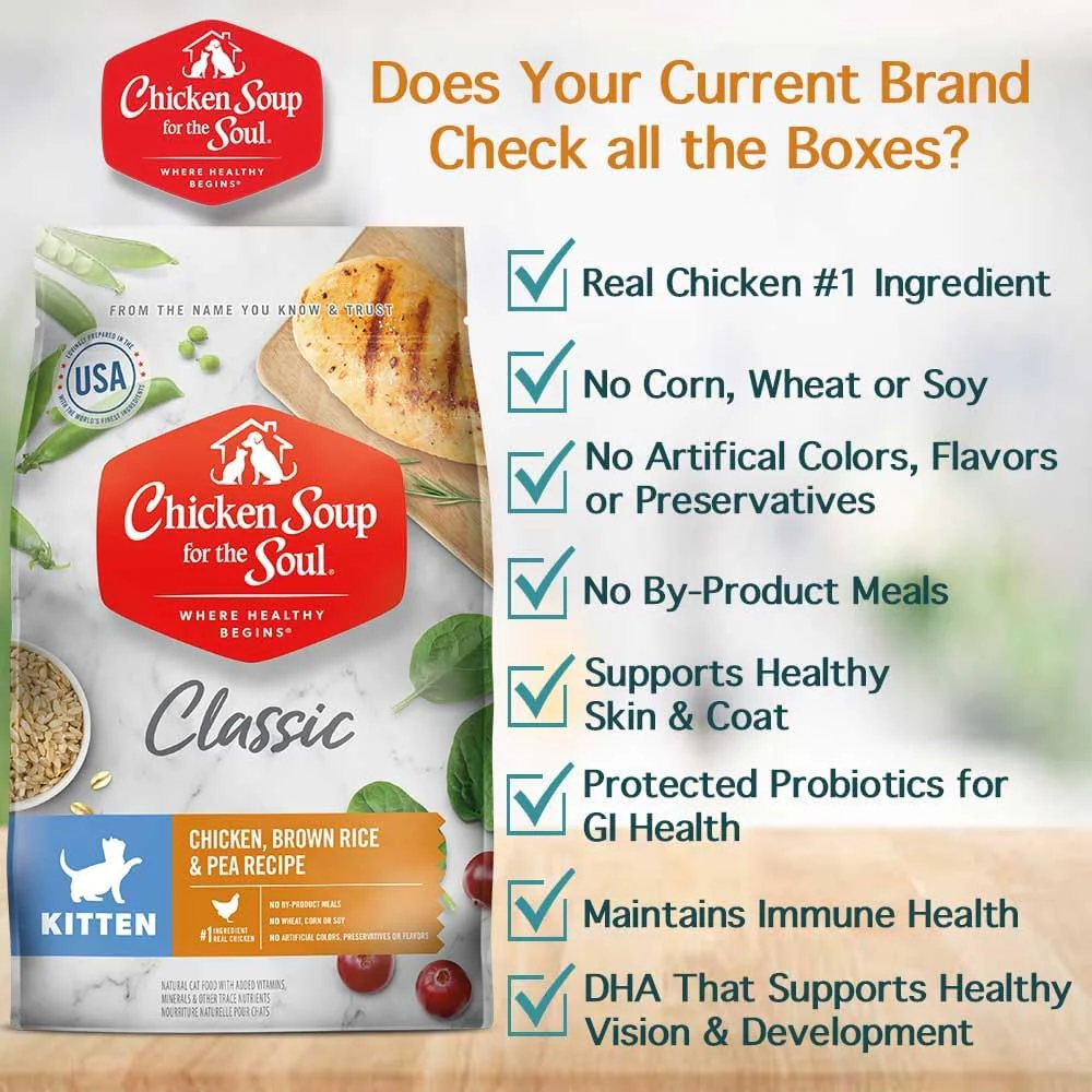 Chicken Soup for The Soul Classic Dry Kitten Food, Chicken, Brown Rice & Pea Recipe  Soy, Corn & Wheat Free, No Artificial Flavors or Preservatives - Image 8
