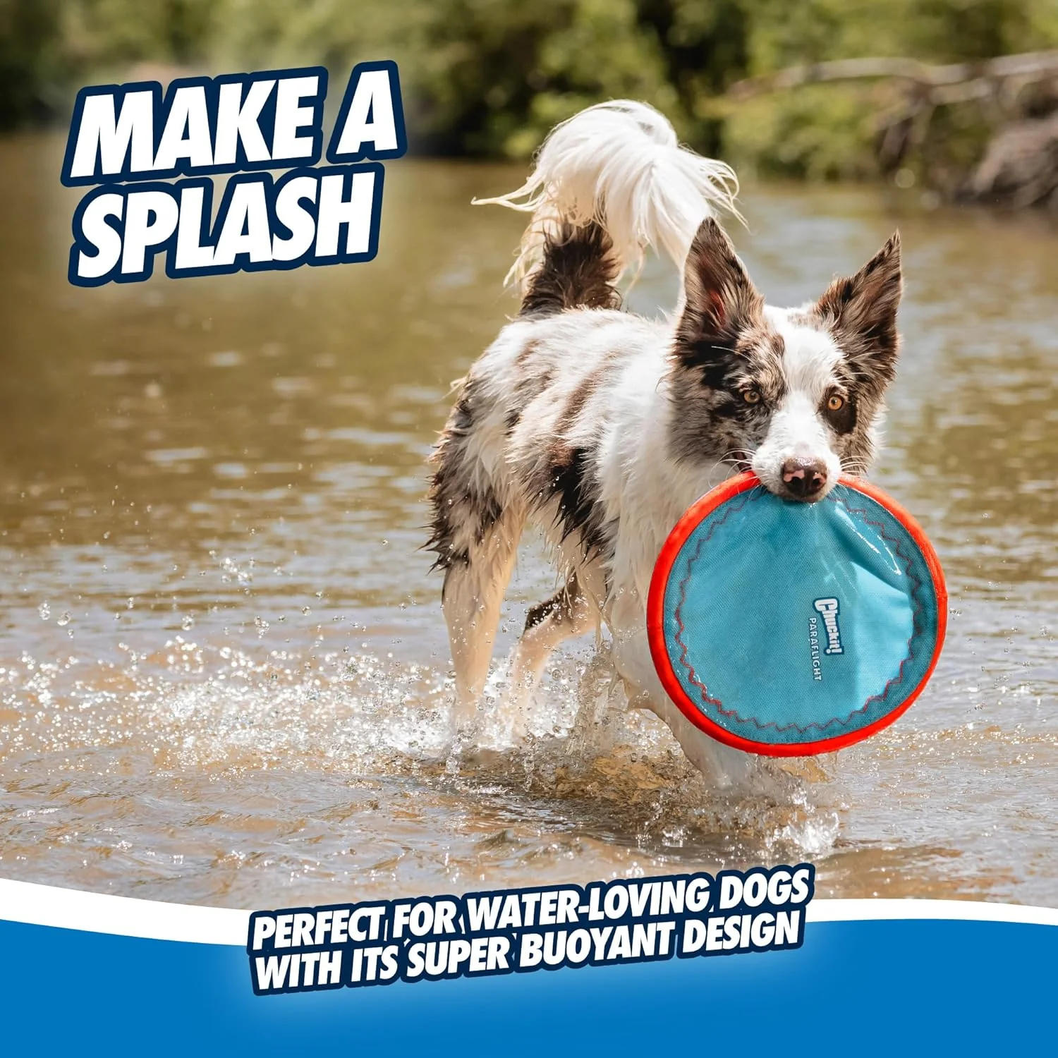 Chuckit! Max Glow Paraflight Flying Disc Dog Toy - Water Floating Flyer - Durable Nylon Construction with Soft Rubber Edges - For Medium and Large Dogs - Image 8