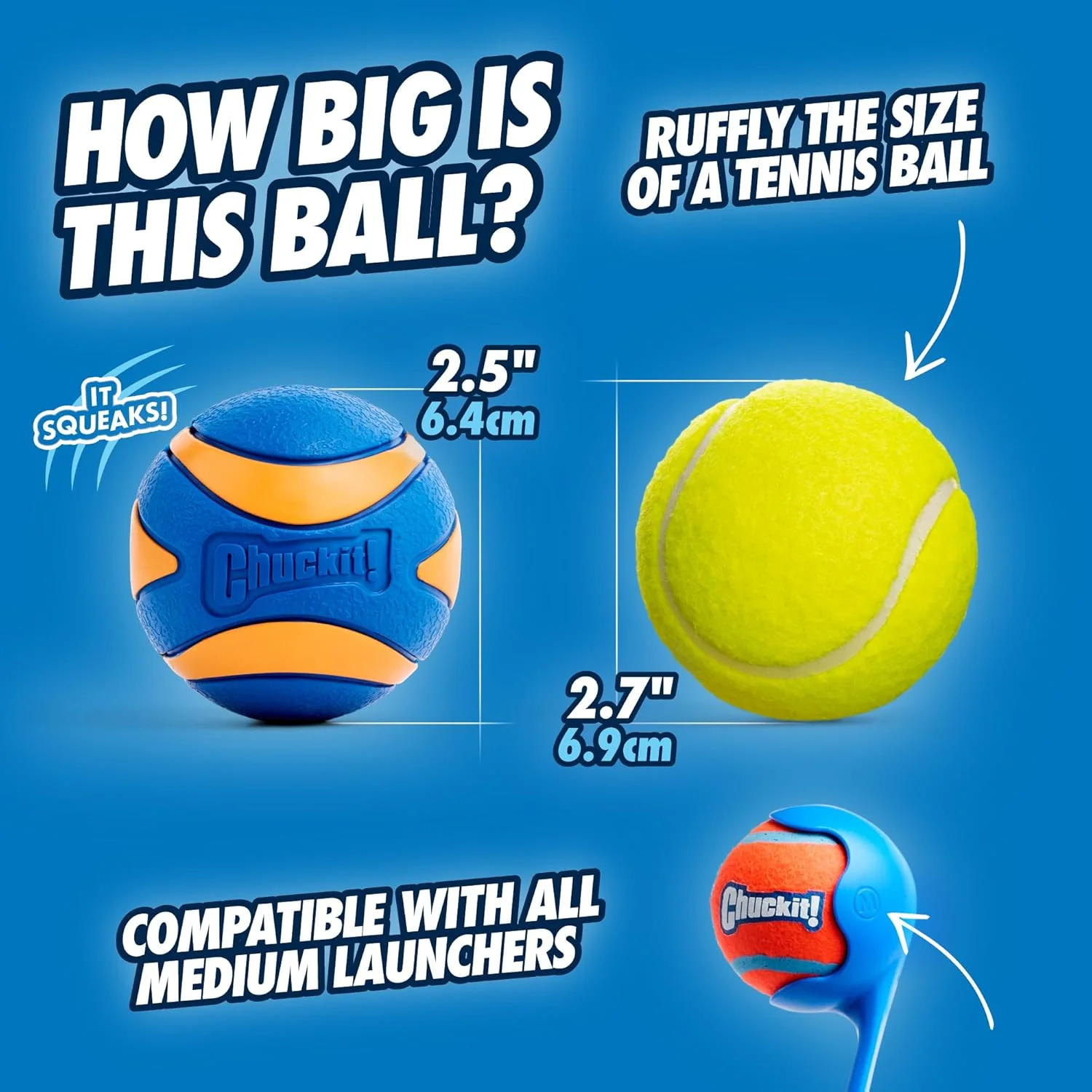 Chuckit! Ultra Squeaker Balls for Dogs, Floating Water Pet Toys, Durable Rubber Pet Toy, Bouncy Squeaky Fetch Balls For Dogs, Pack of 2 - Image 3