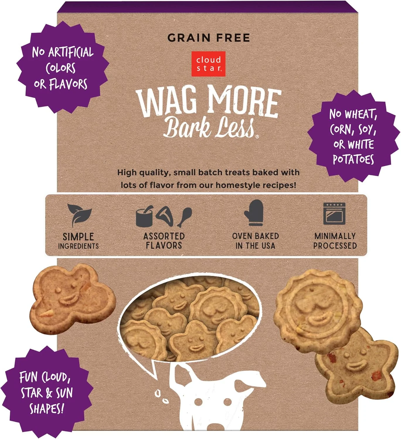 Cloud Star Wag More Bark Less Crunchy Grain Free Dog Treats, Assorted Flavors - Image 3