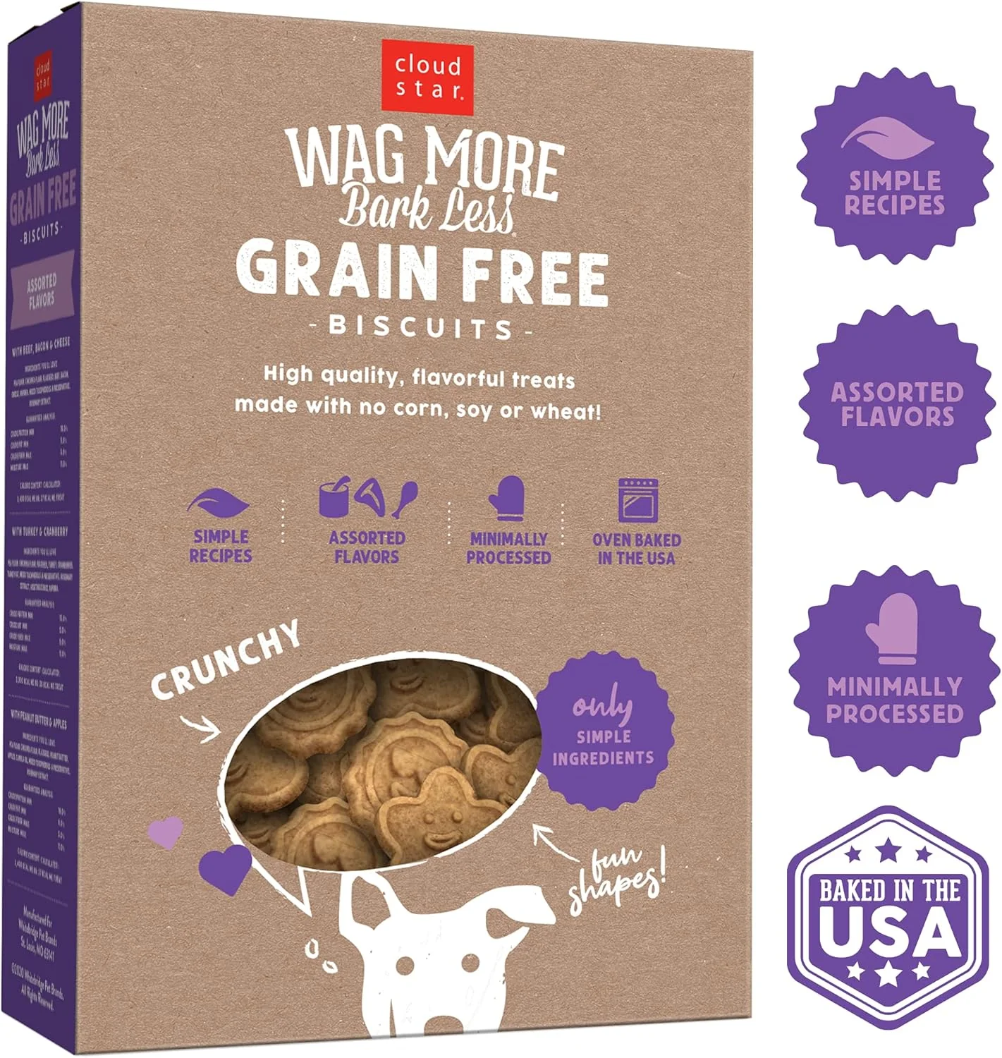 Cloud Star Wag More Bark Less Crunchy Grain Free Dog Treats, Assorted Flavors - Image 4