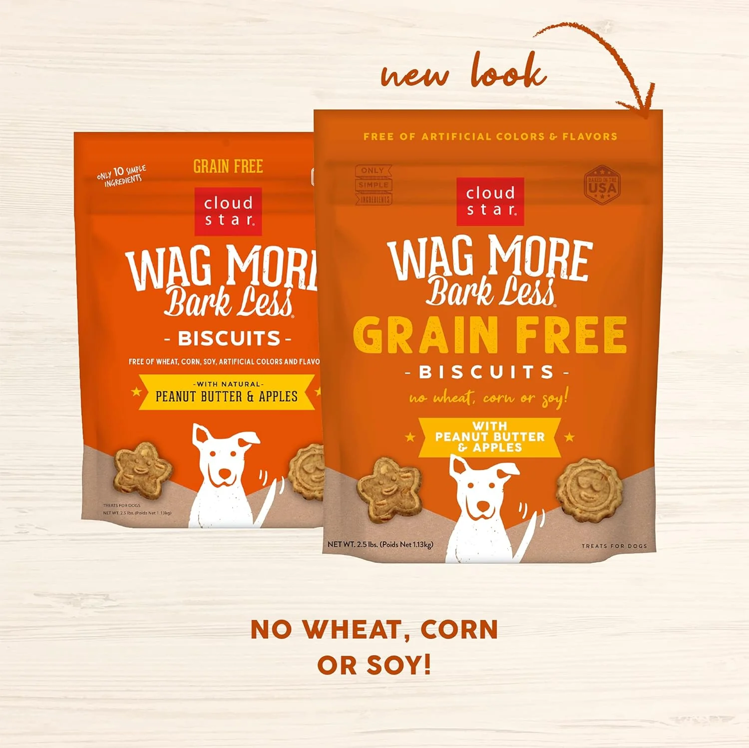 Cloud Star Wag More Bark Less - Dog Treats - Crunchy Biscuits - Grain Free Peanut Butter & Apples - Image 4