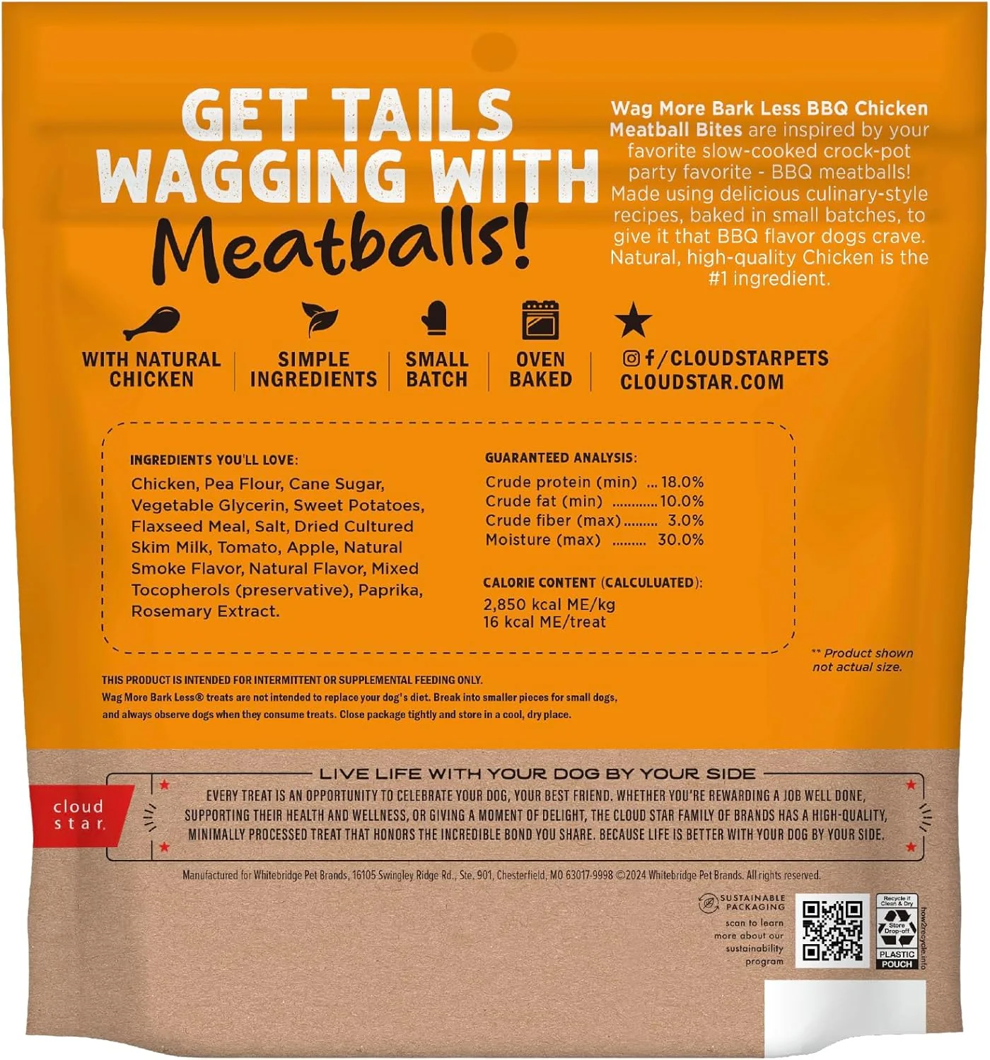 Cloud Star Wag More Bark Less Grain Free Meatball Bites, BBQ Chicken Recipe - Image 3