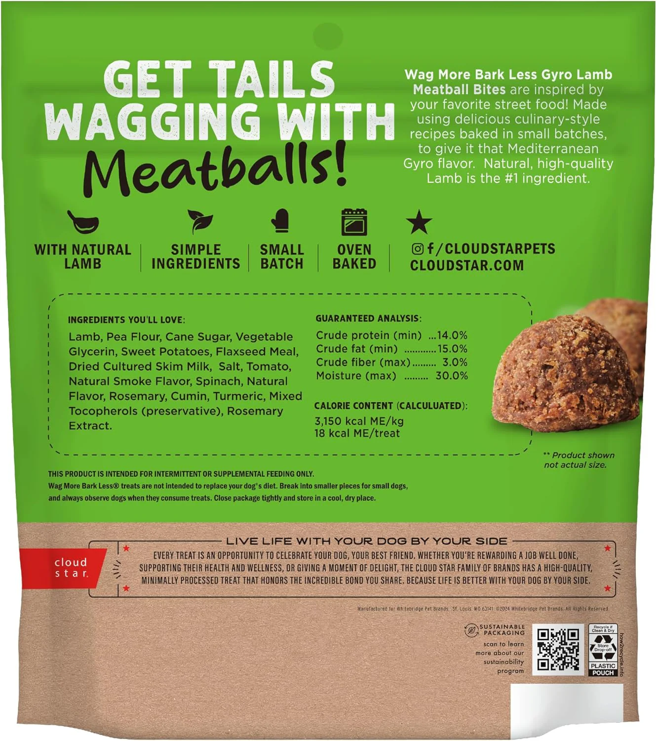 Cloud Star Wag More Bark Less Grain Free Meatballs Lamb Recipe - Image 2