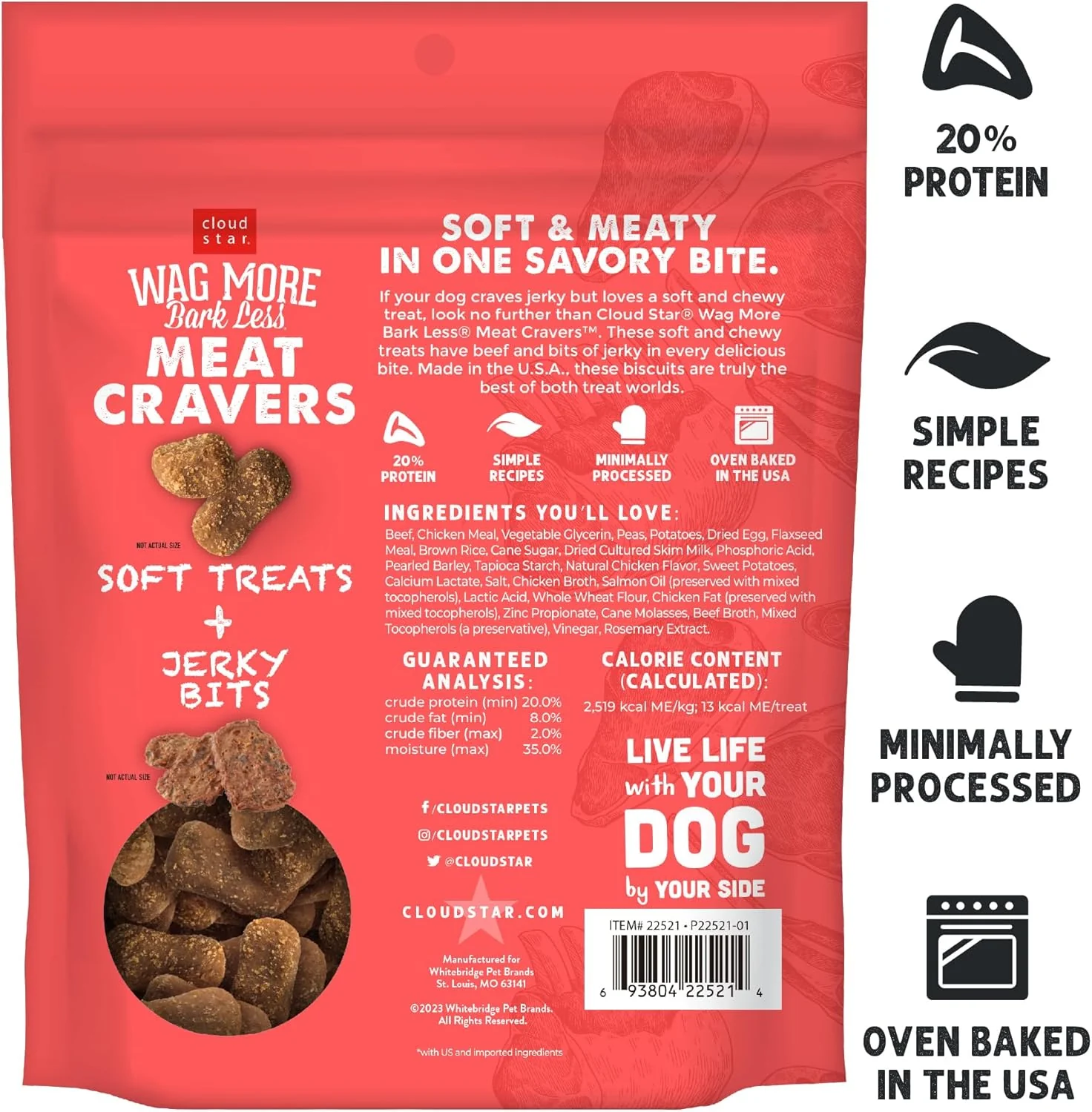 Cloud Star Wag More Bark Less Meat Cravers Soft Chews Dog Treats, Beef - Image 2