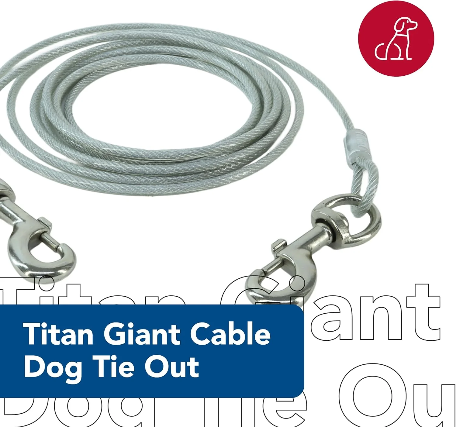 Coastal Pet Titan Giant Cable Dog Tie Out - Heavy-Duty Dog Tie Out Cable - Cable Tie Out for Dogs up to 150 lbs - Rust-Resistant Pet Tie Out Cable - Quality Dog Supplies - Image 2
