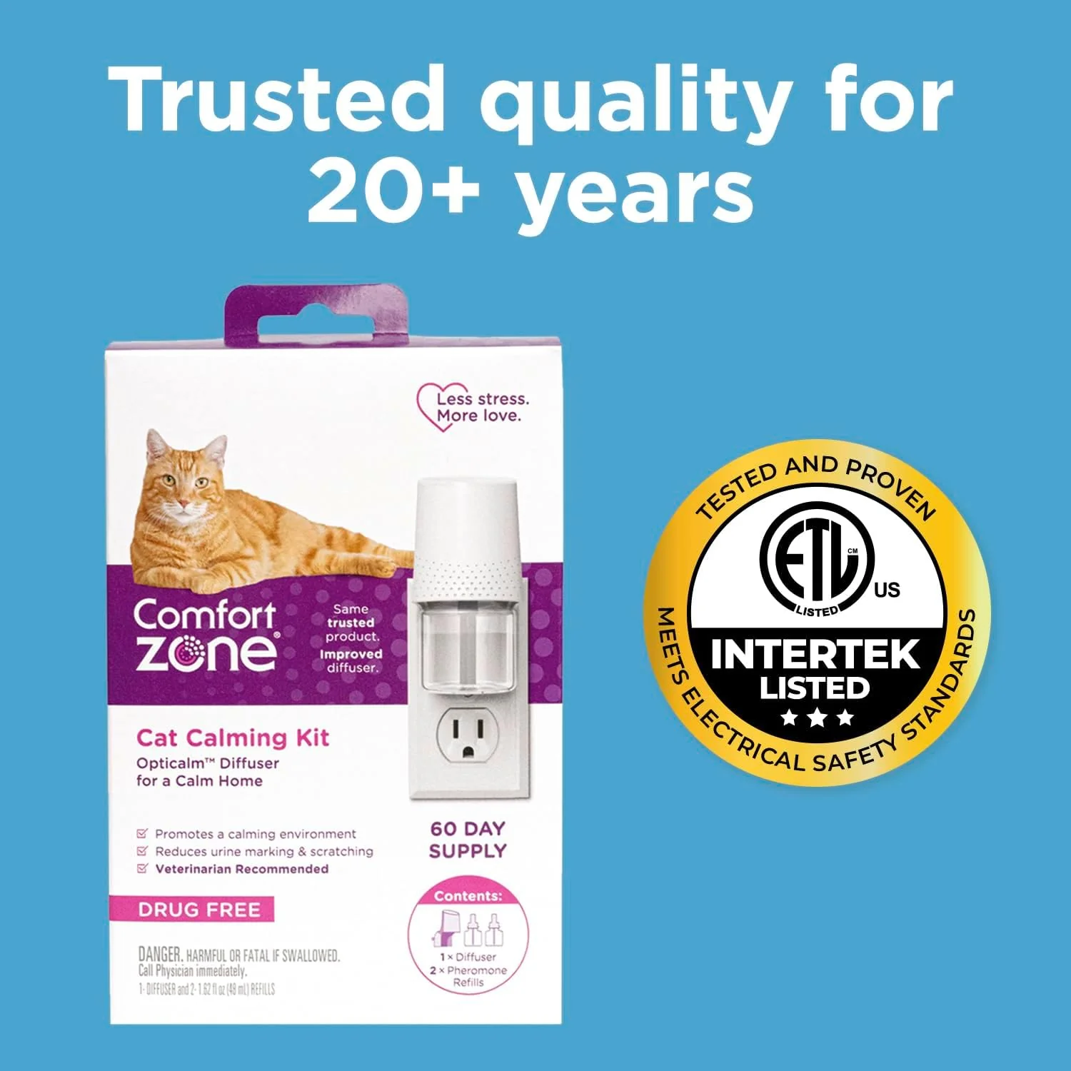 Comfort Zone 30 Day Starter Kit: 1 Cat Calming Diffuser & 1 Refill; Cat Pheromones Help Anxiety; Reduce Stress, Urine Marking, Scratching - Image 8