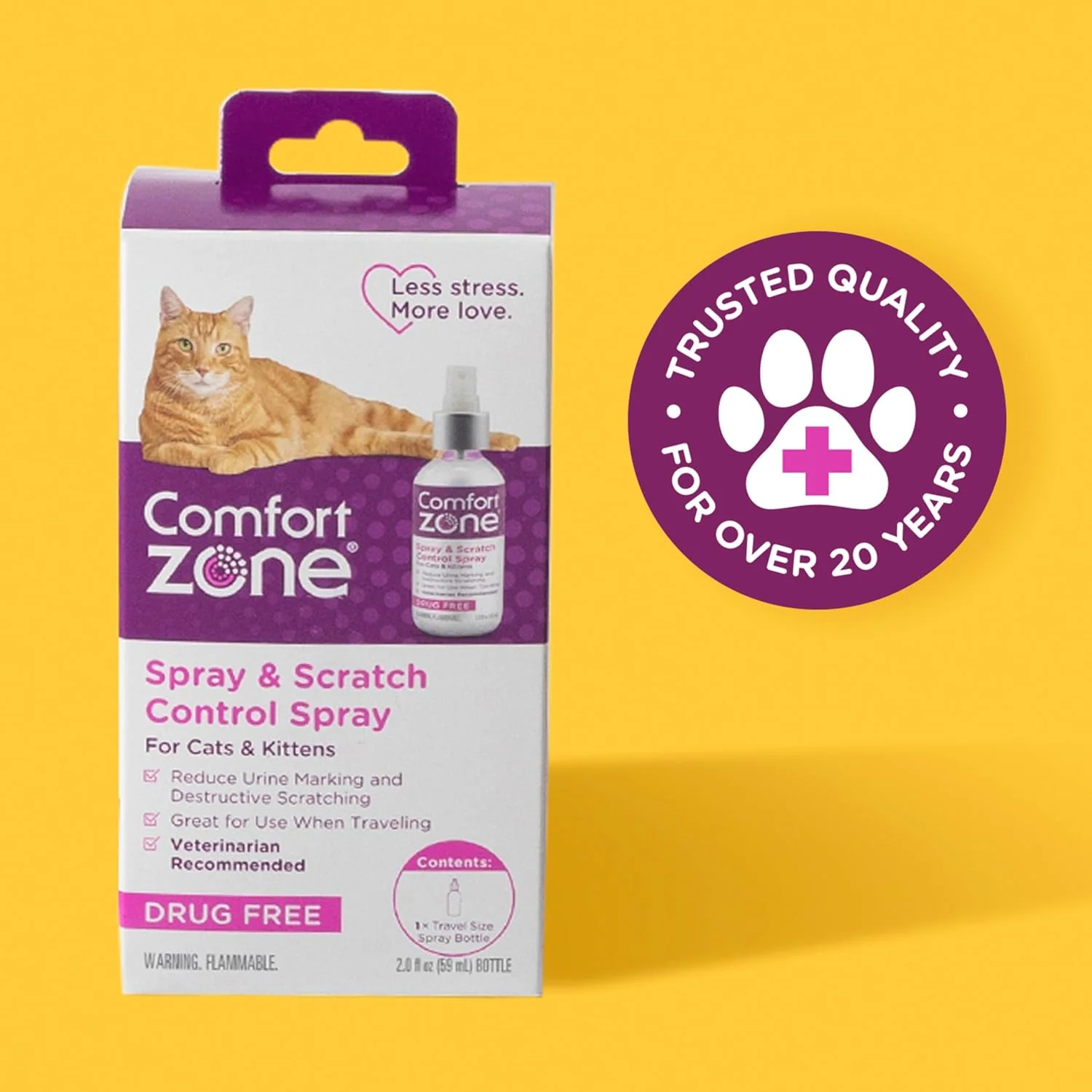 Comfort Zone Cat Calming Pheromone Spray: Travel Size (2 oz); Proven to Reduce Destructive Scratching, Urine Marking, and Stress - Image 6