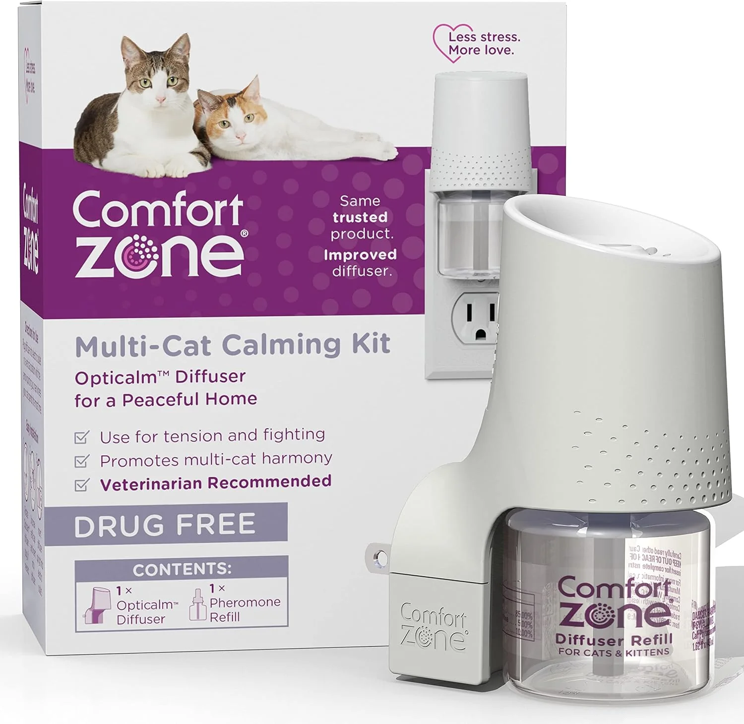 Comfort Zone Savings Kit: 2 Cat Calming Diffusers & 2 Refills; Cat Pheromones Help Anxiety; Reduce Stress, Urine Marking, Scratching - Image 8