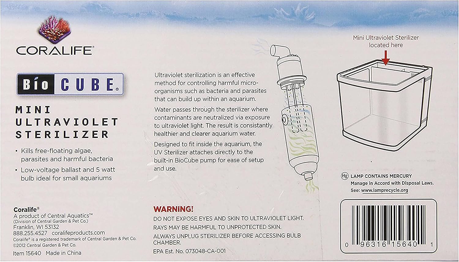 Coralife Aquarium Fish Tank Marine Salt Water Turbo-Twist UV Sterilizer, Mini, For BioCubes - Image 13