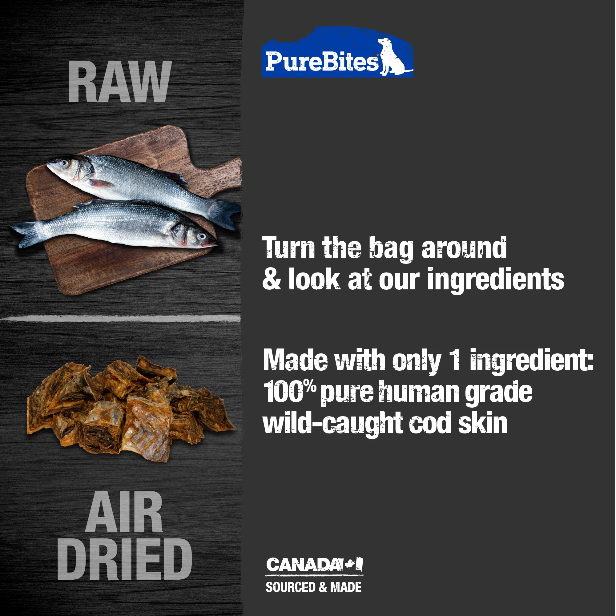 PureBites Cod Jerky Dog Treats, 1 Ingredient, Made in Canada - Image 3