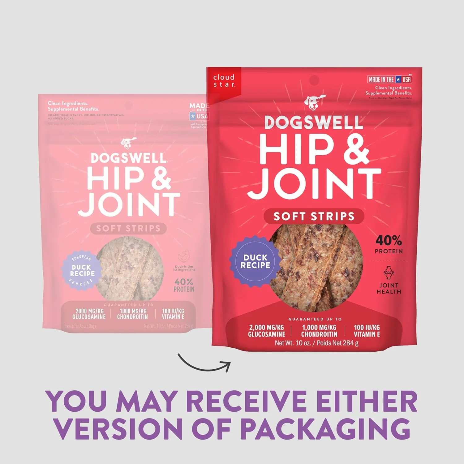 DOGSWELL Hip & Joint Dog Treats 100% Meaty, Grain Free, Glucosamine Chondroitin & Omega 3, Duck Soft Strips 10 oz - Image 2