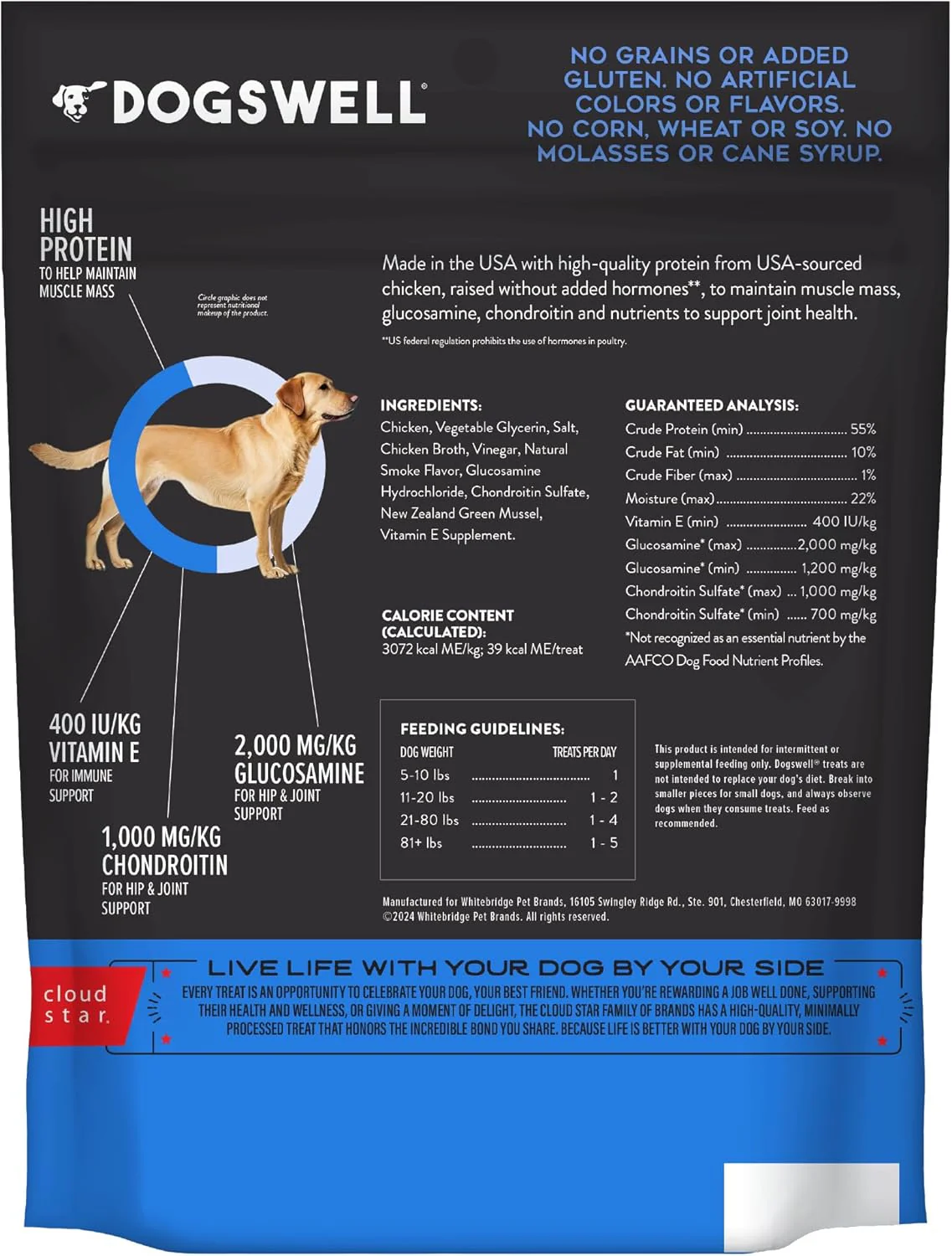 Dogswell Jerky Hip and Joint Dog Treats Grain Free Made in USA Only, Glucosamine and Chondroitin, Chicken - Image 3