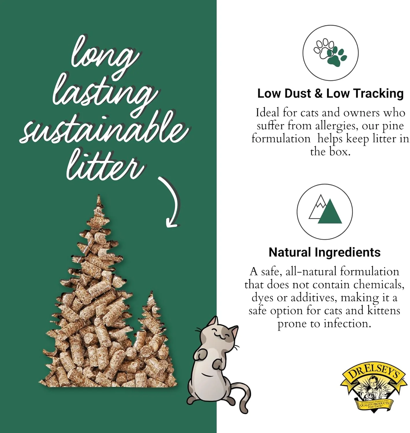 Dr. Elsey's Cat Litter - Pine Wood Dust Free Cat Litter - Low Tracking Multi Cat Litter w/Natural Ingredients - Long Lasting Hard Clumping Superior Odor Control Cat Litter - Image 3