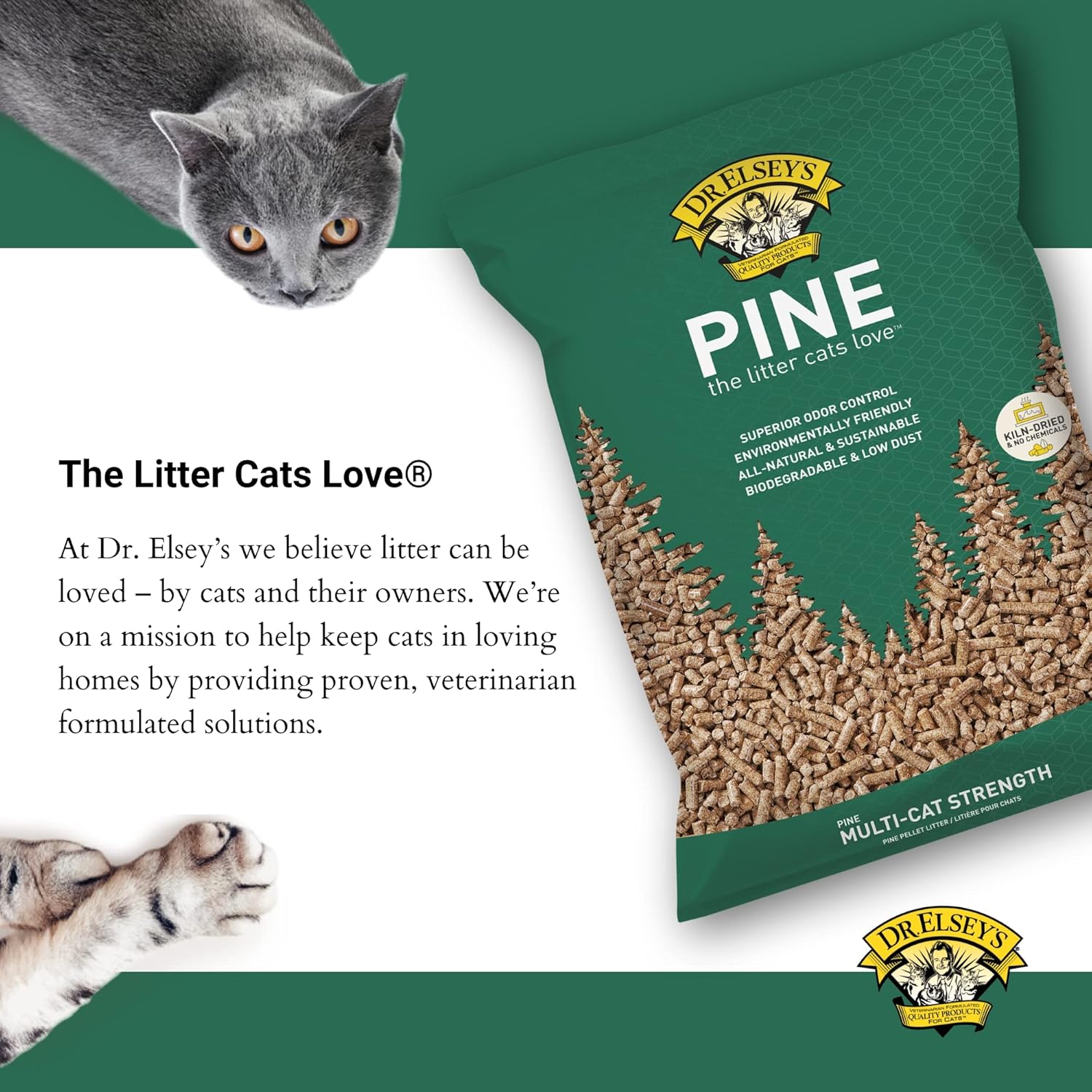 Dr. Elsey's Cat Litter - Pine Wood Dust Free Cat Litter - Low Tracking Multi Cat Litter w/Natural Ingredients - Long Lasting Hard Clumping Superior Odor Control Cat Litter - Image 7